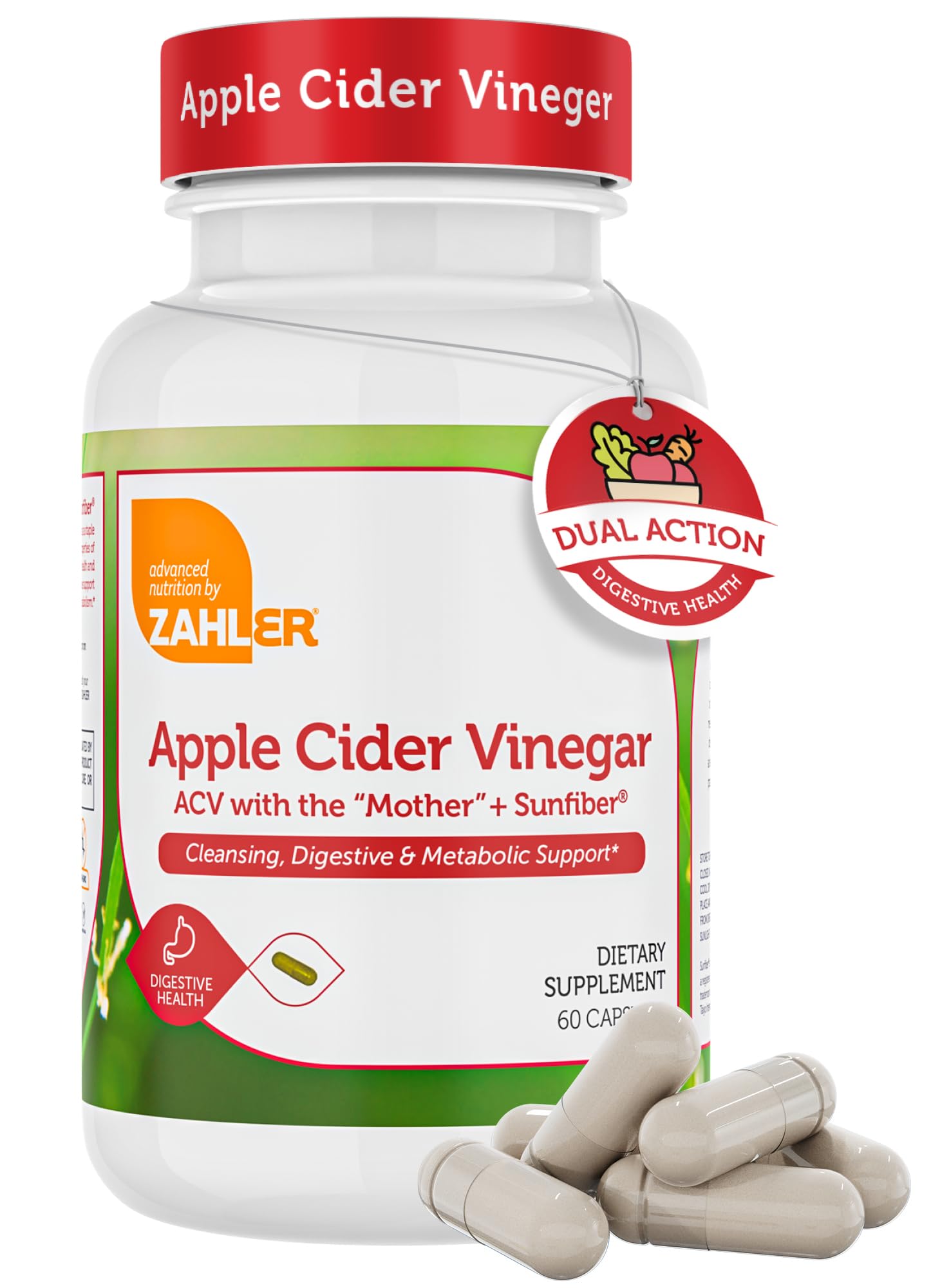 Foto 2 pulgar | Cápsulas de Vinagre de Sidra de Manzana Supplement Zahler con Fibra  60 Unidades - Venta Internacional