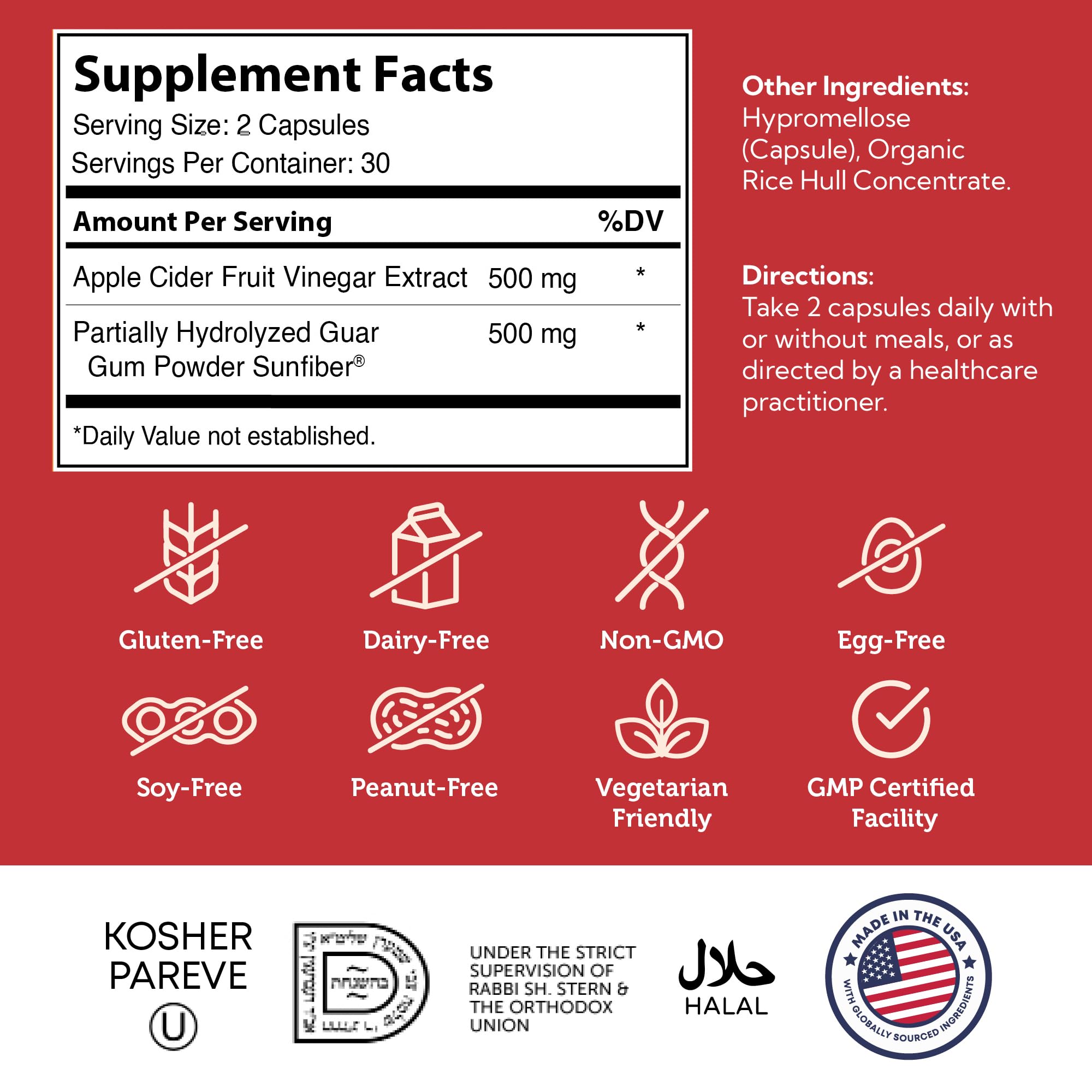 Foto 6 pulgar | Cápsulas de Vinagre de Sidra de Manzana Supplement Zahler con Fibra  60 Unidades - Venta Internacional