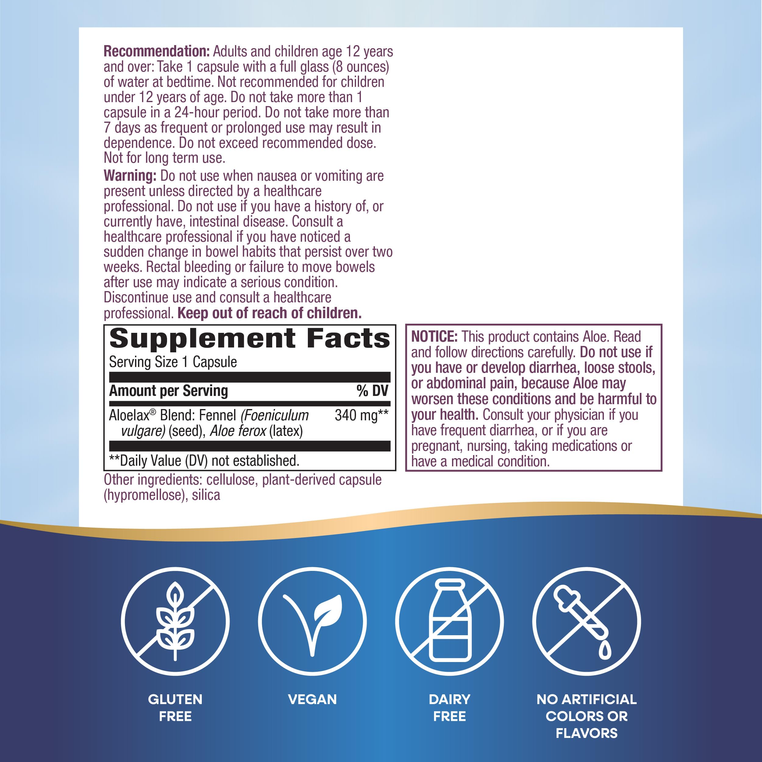 Foto 5 pulgar | Suplemento Alimenticio Nature's Way Aloelax Premium Blend 100 Cápsulas - Venta Internacional