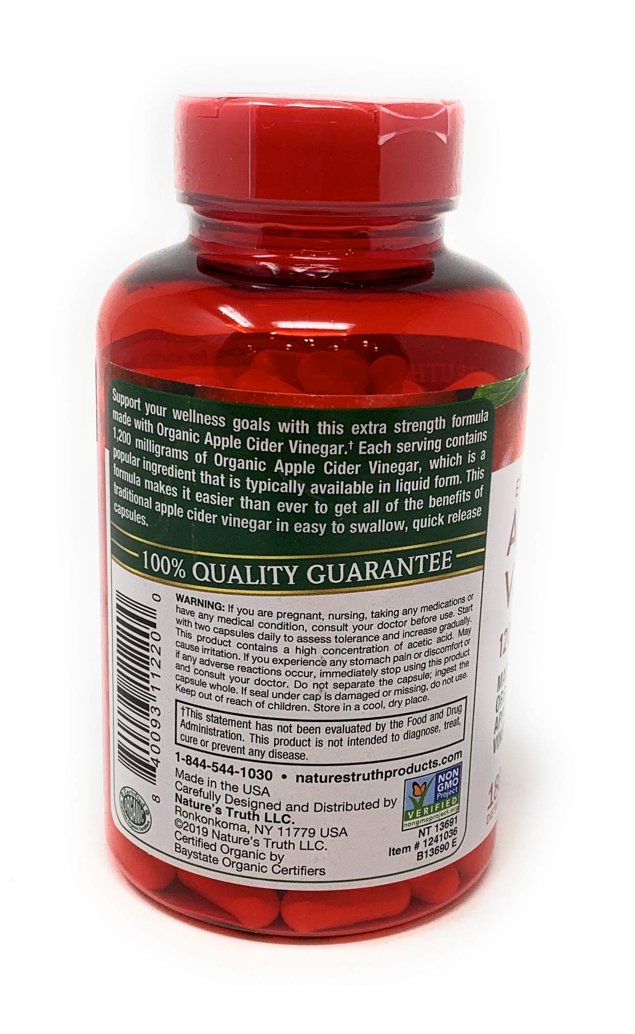 Foto 3 pulgar | Suplemento De Vinagre De Sidra De Manzana Nature's Truth 1200 Mg 180 Cápsulas - Venta Internacional.