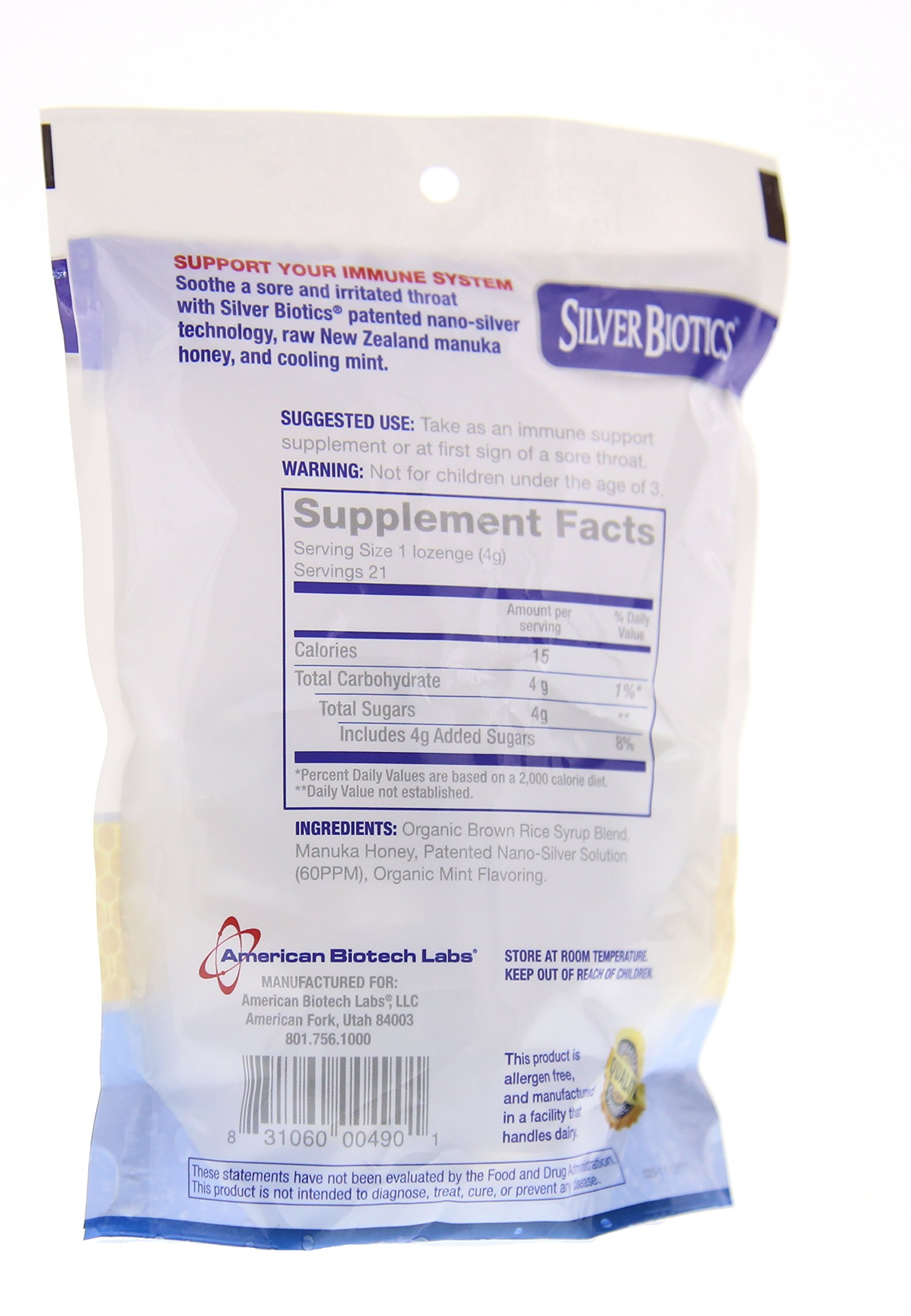 Foto 5 pulgar | Pastillas American Biotech Labs Silver Biotics Con 60 Ppm De Silversol - Venta Internacional.