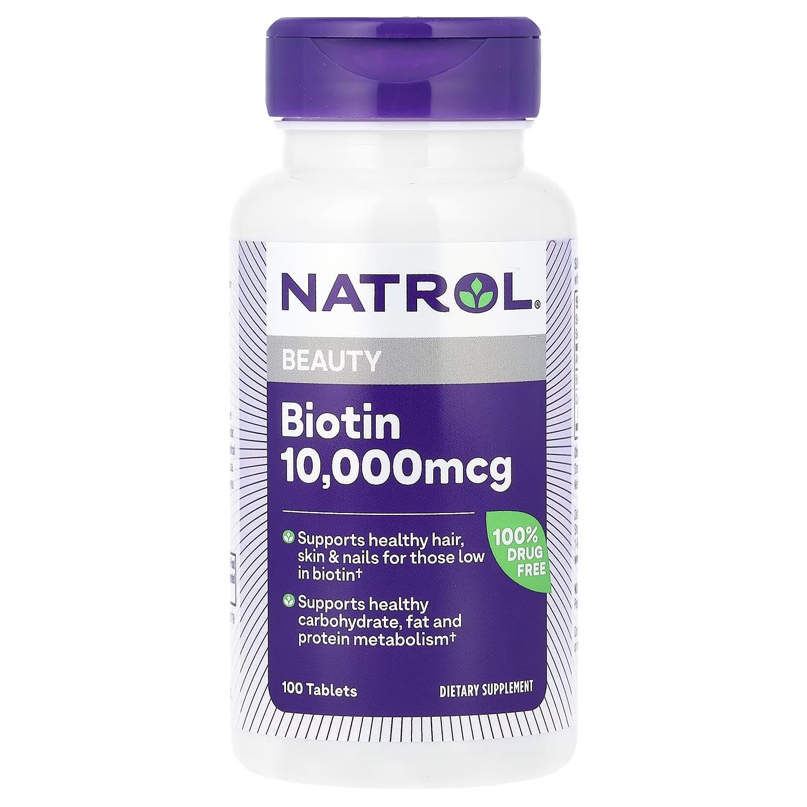 Foto 2 pulgar | Suplemento De Biotina Natrol  Tableta De 10000 Mcg  100 Unidades (paquete De 2) - Venta Internacional.