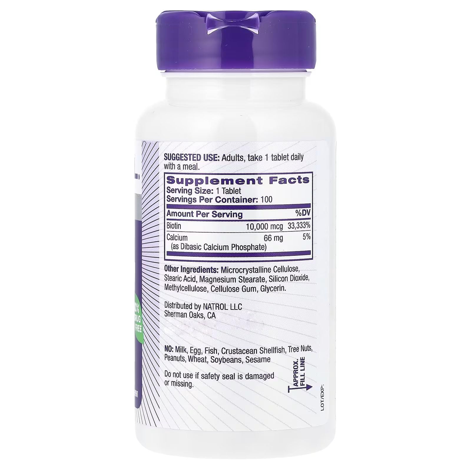 Foto 3 pulgar | Suplemento De Biotina Natrol  Tableta De 10000 Mcg  100 Unidades (paquete De 2) - Venta Internacional.