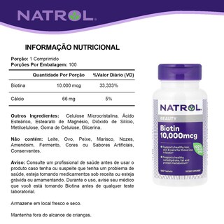 Foto 4 | Suplemento De Biotina Natrol Tableta De 10000 Mcg 100 Unidades (paquete De 2) - Venta Internacional.