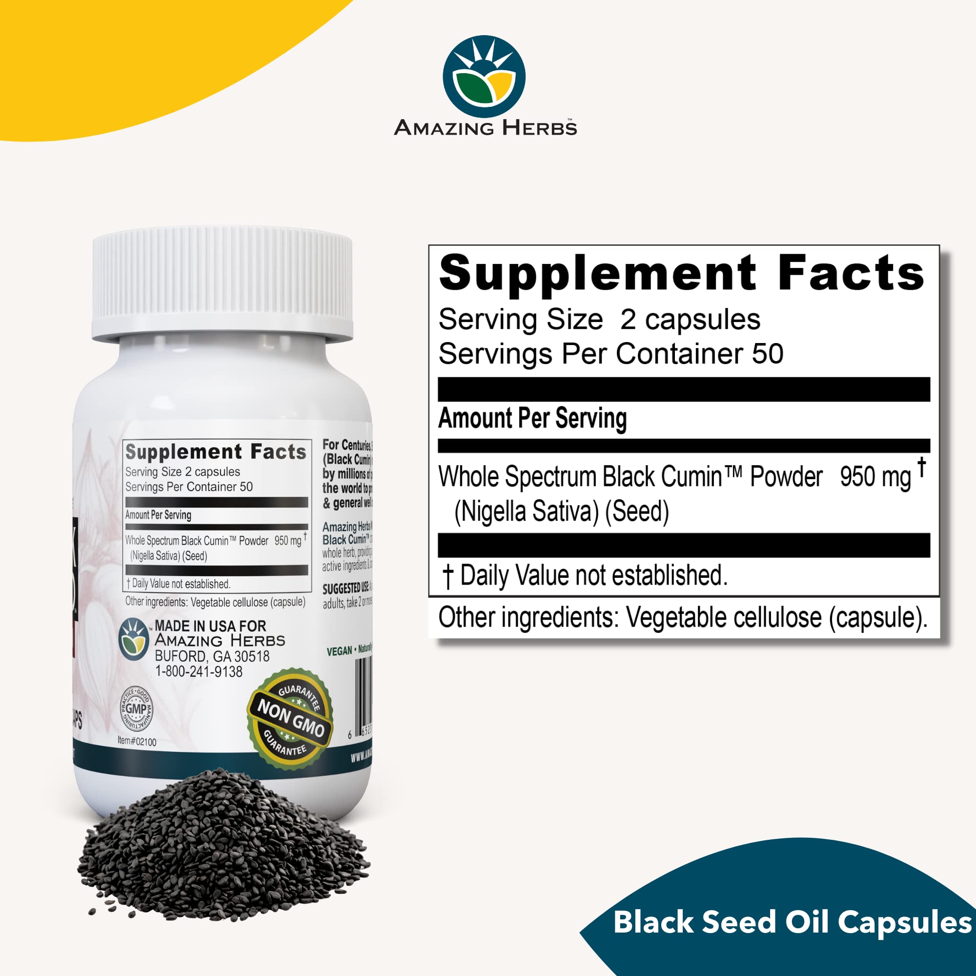 Foto 6 pulgar | Suplemento Alimenticio Amazing Herbs Whole Spectrum Black Seed 100 Cápsulas - Venta Internacional