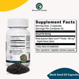Foto 5 | Suplemento Alimenticio Amazing Herbs Whole Spectrum Black Seed 100 Cápsulas - Venta Internacional