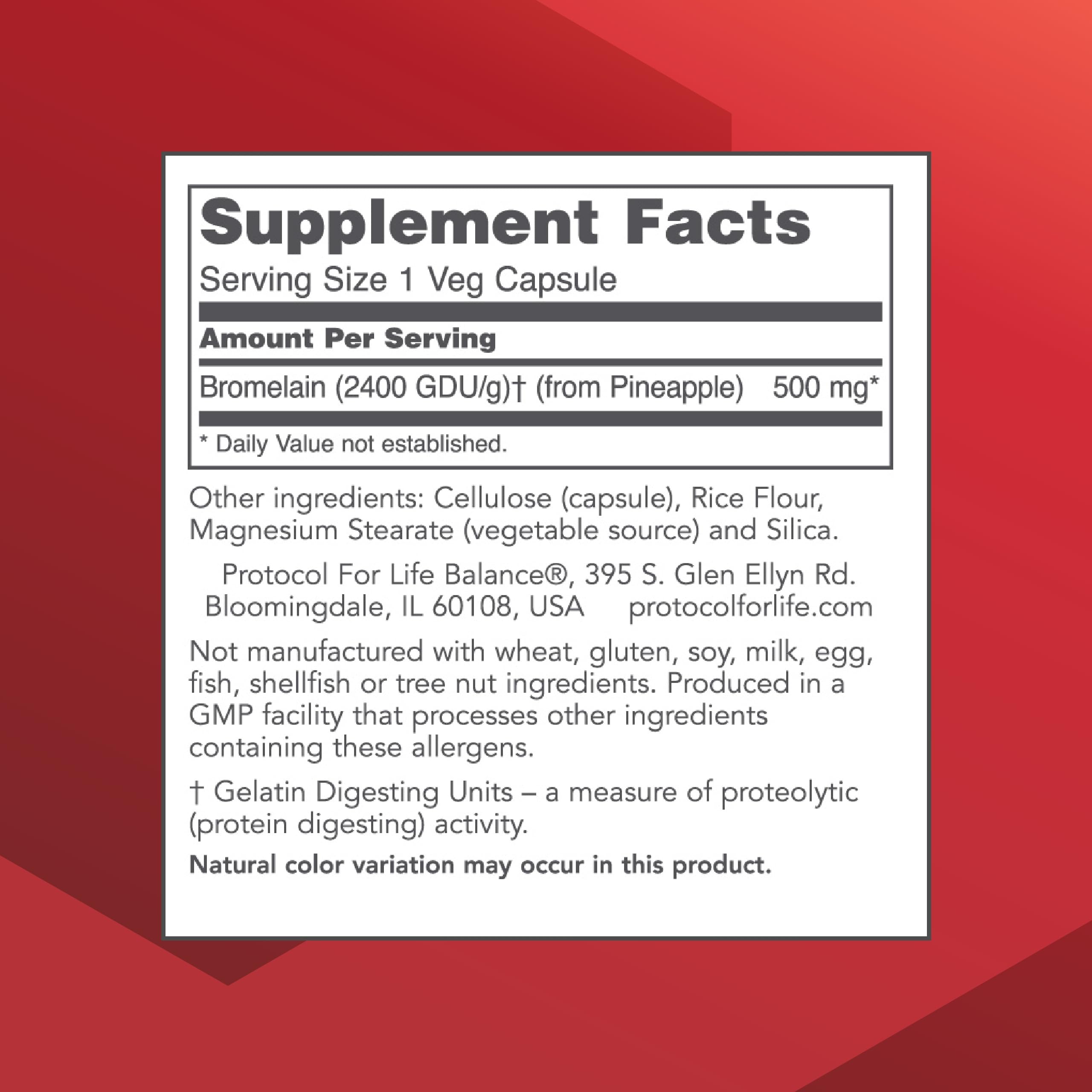 Foto 3 pulgar | Suplementos Life Balance Bromelain 500 mg 90 Cápsulas - Venta Internacional