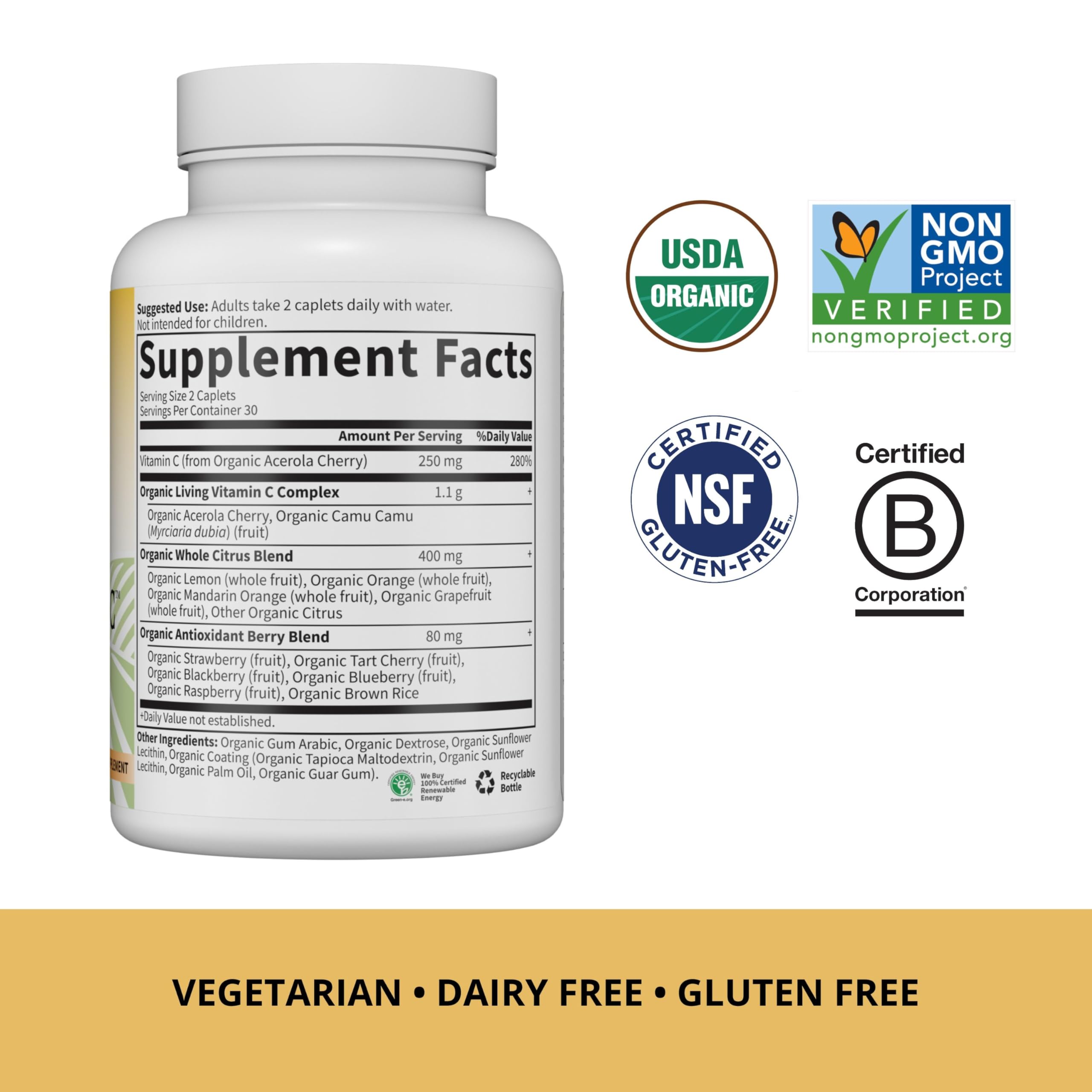 Foto 6 pulgar | Suplemento Garden Of Life Living Vitamin C 60 Comprimidos - Venta Internacional