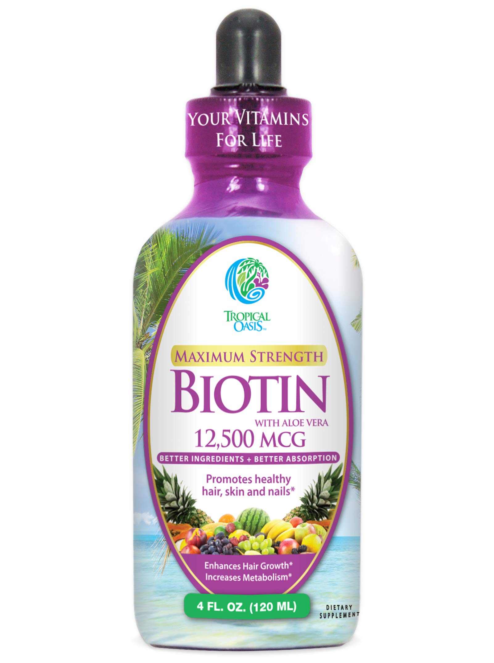 Foto 1 | Suplemento de Biotina Líquida Tropical Oasis 12,500 Mcg 120 ml - Venta Internacional