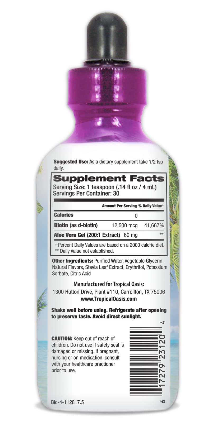 Foto 3 pulgar | Suplemento de Biotina Líquida Tropical Oasis 12,500 Mcg 120 ml - Venta Internacional