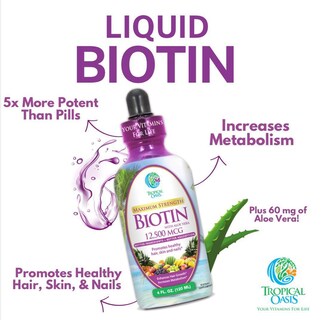 Foto 7 | Suplemento de Biotina Líquida Tropical Oasis 12,500 Mcg 120 ml - Venta Internacional