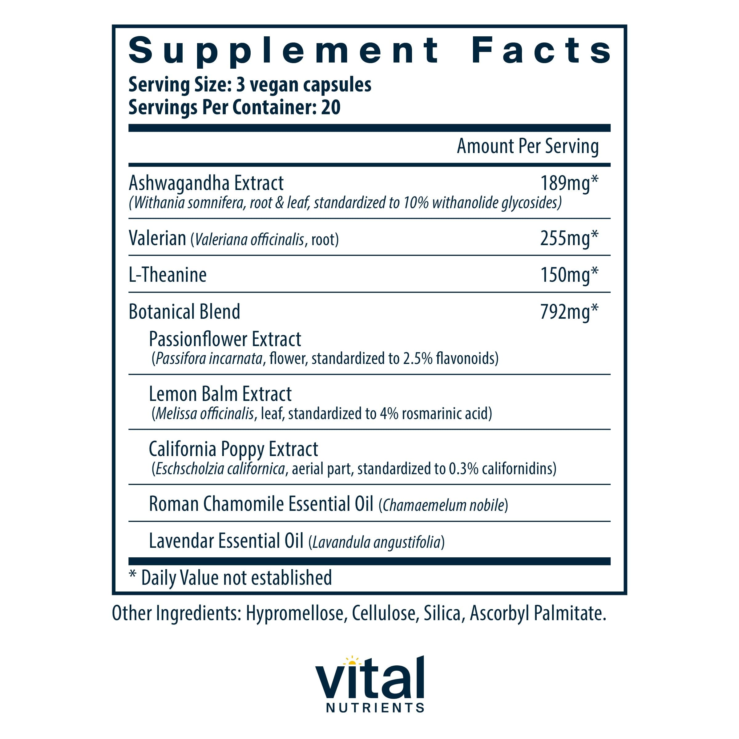 Foto 3 pulgar | Suplemento Alimenticio Vital Nutrients Tension Ease 60 Cápsulas - Venta Internacional