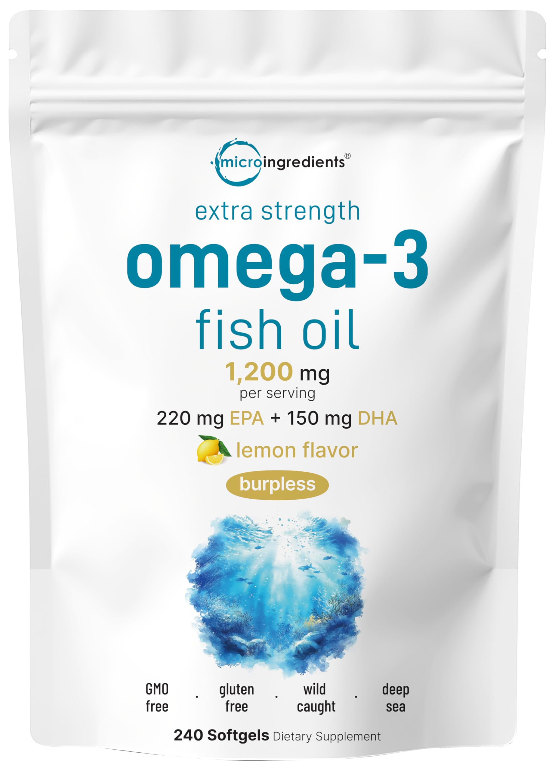Foto 1 | Suplementos  Microingredientes  Aceite De Pescado Omega 3  1200 Mg  240 Cápsulas Blandas - Venta Internacional.