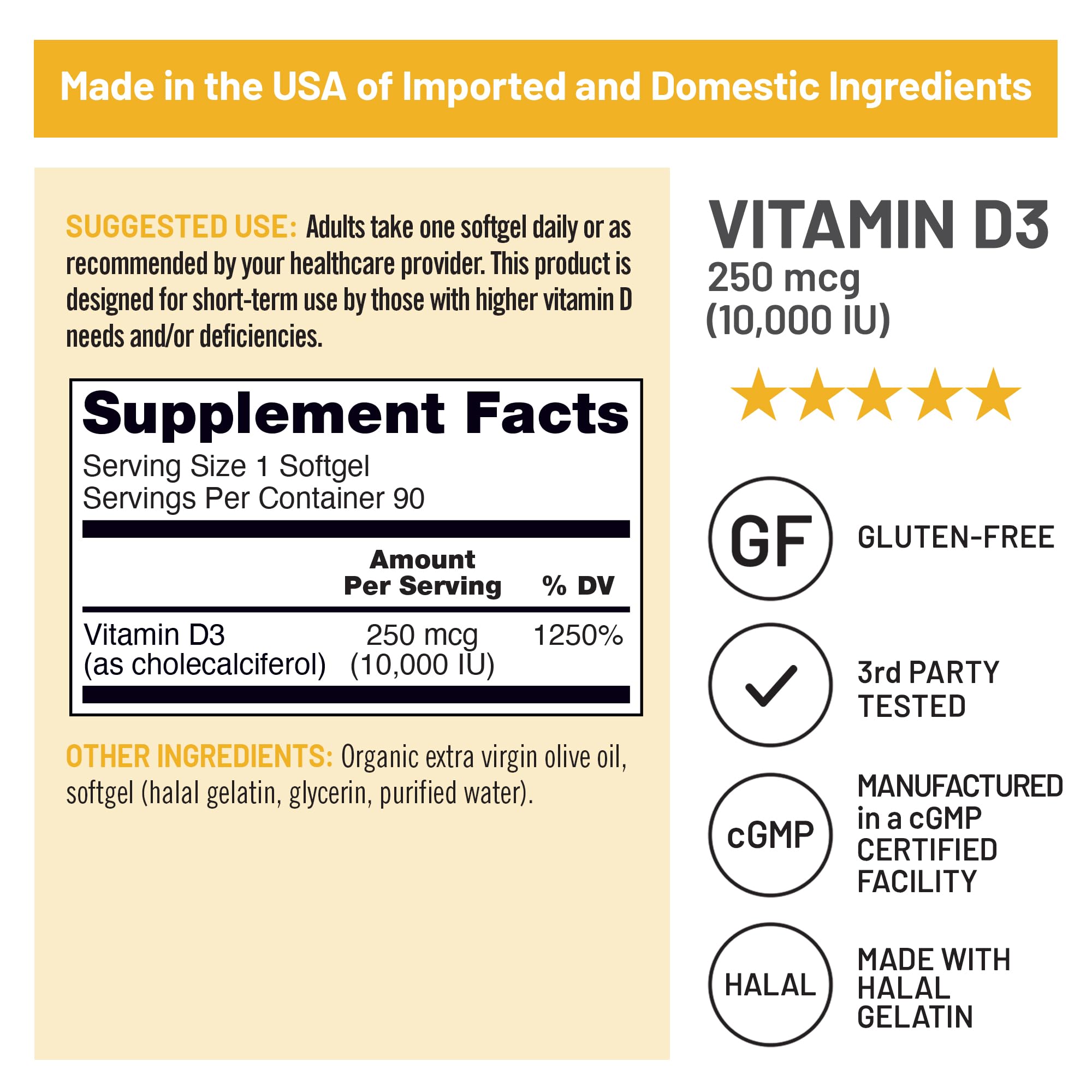 Foto 4 | Suplemento Naturewise De Vitamina D3  10 000 Ui  90 Cápsulas Blandas - Venta Internacional.