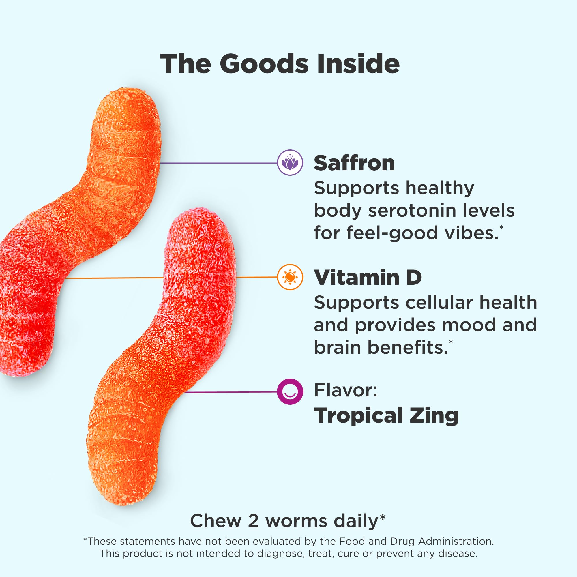 Foto 3 pulgar | Suplemento Olly Hello Happy Gummy Worms Mood Balance  90 Unidades - Venta Internacional.