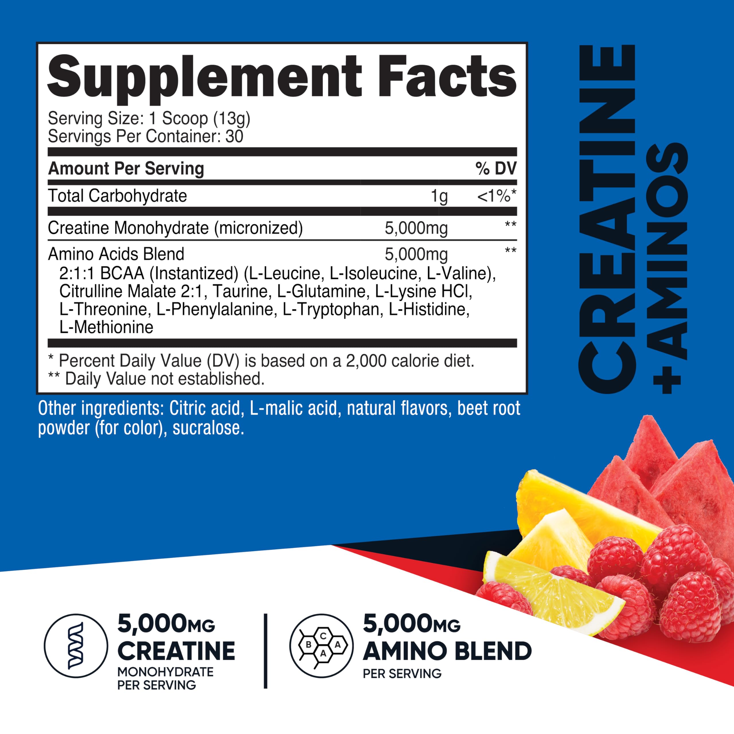 Foto 3 pulgar | Suplemento Nutricost De Creatina Y Aminoácidos Para 30 Porciones De Ponche De Frutas - Venta Internacional.
