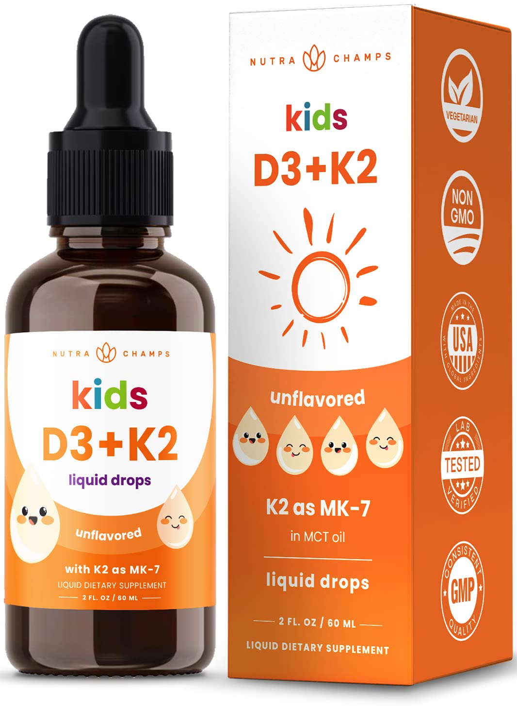 Foto 2 pulgar | Gotas De Vitamina D3 Y K2 Mk-7 Nutrachamps Kids 1000 Ui - Venta Internacional.