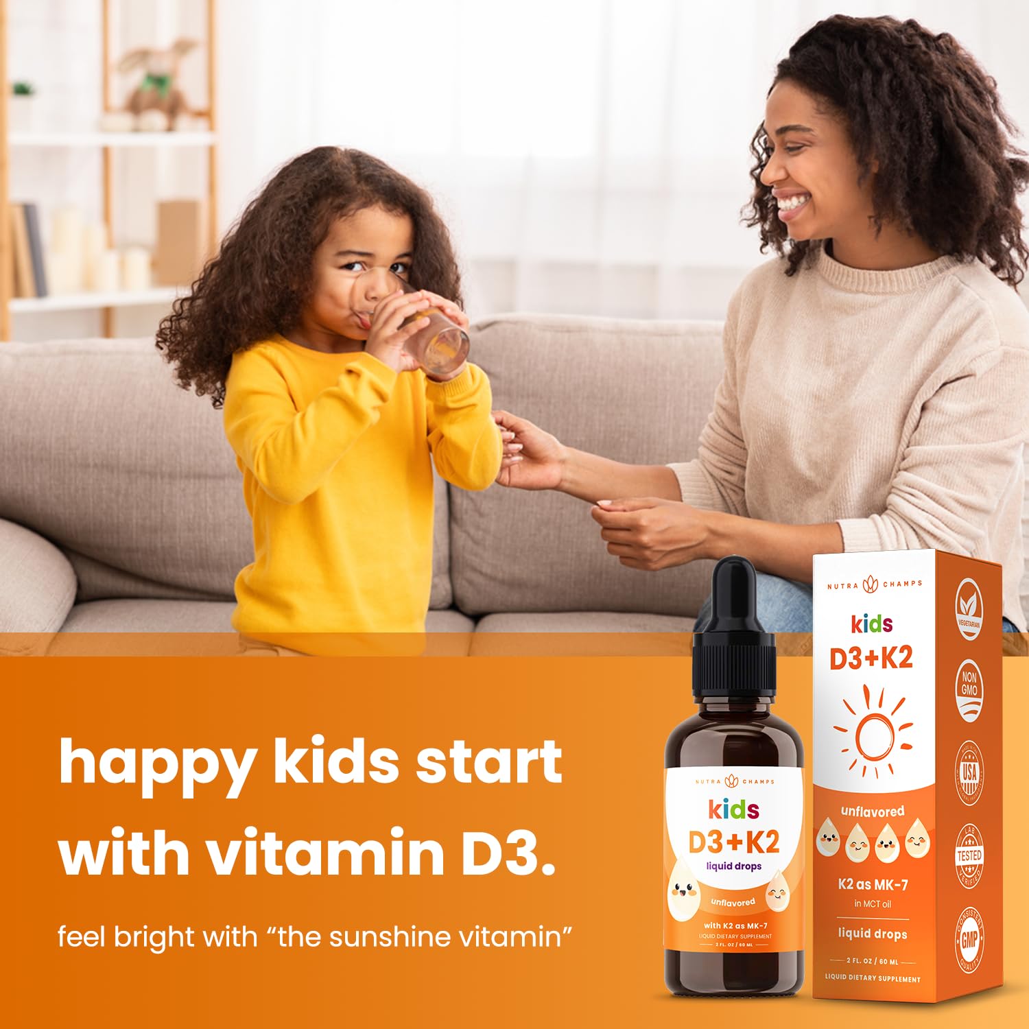 Foto 4 pulgar | Gotas De Vitamina D3 Y K2 Mk-7 Nutrachamps Kids 1000 Ui - Venta Internacional.