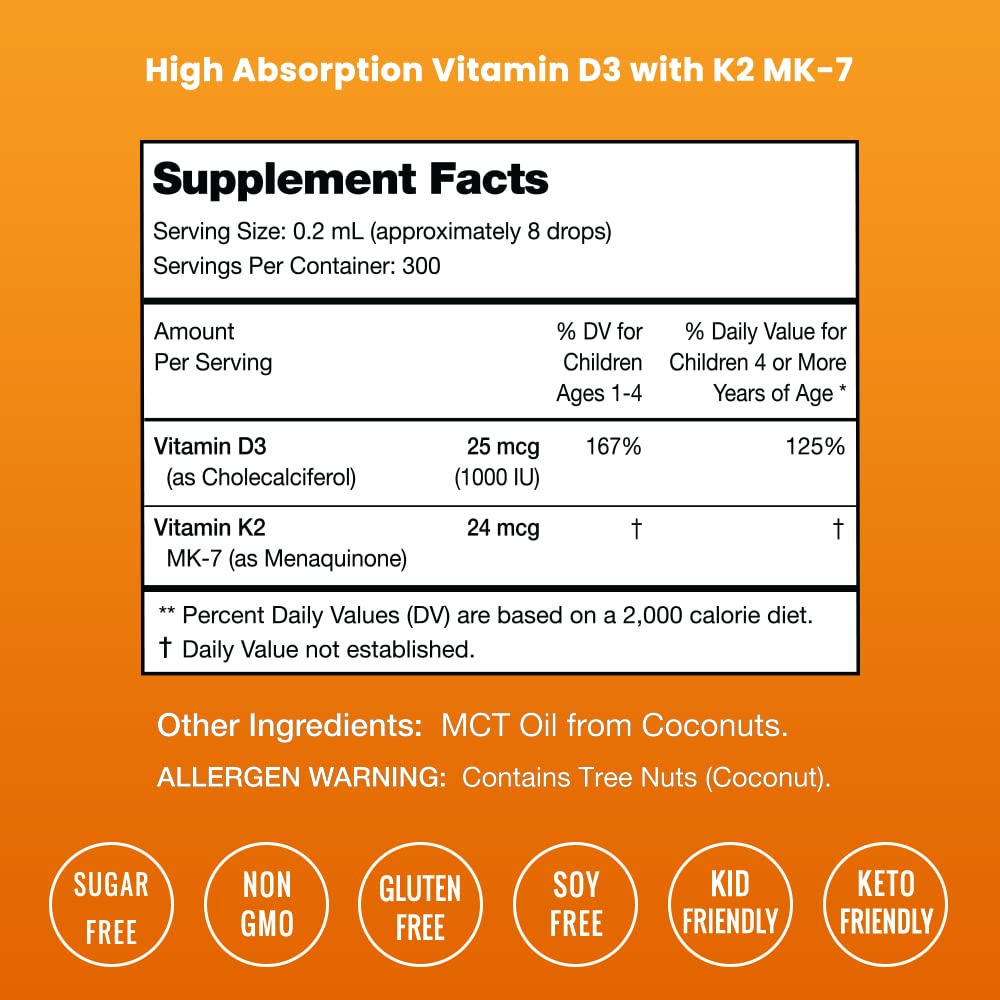 Foto 5 pulgar | Gotas De Vitamina D3 Y K2 Mk-7 Nutrachamps Kids 1000 Ui - Venta Internacional.