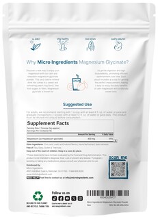 Foto 2 | Microingredientes De Glicinato De Magnesio En Polvo 350 G 56 Porciones - Venta Internacional.