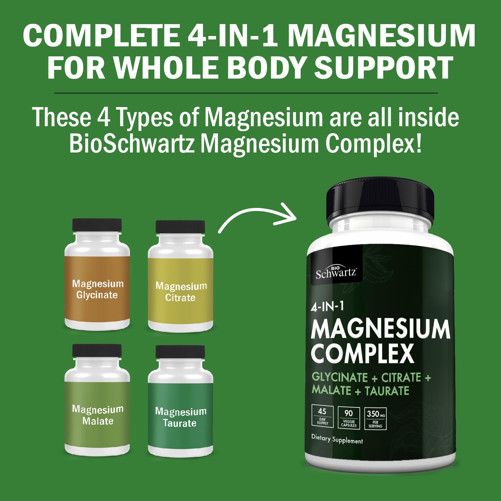 Foto 5 pulgar | Suplemento Bioschwartz Magnesium Complex 350 Mg 90 Cápsulas - Venta Internacional.