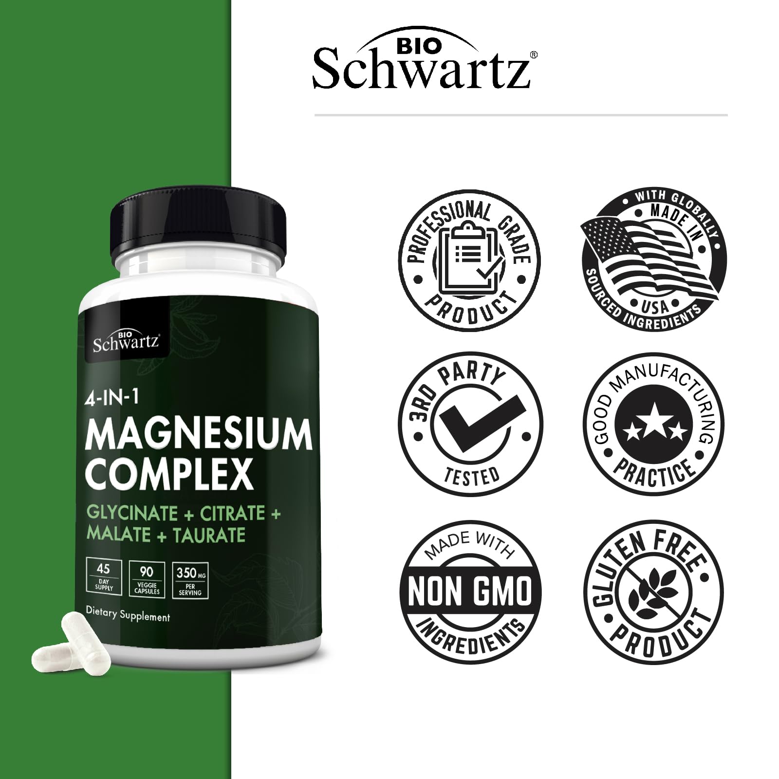Foto 6 pulgar | Suplemento Bioschwartz Magnesium Complex 350 Mg 90 Cápsulas - Venta Internacional.