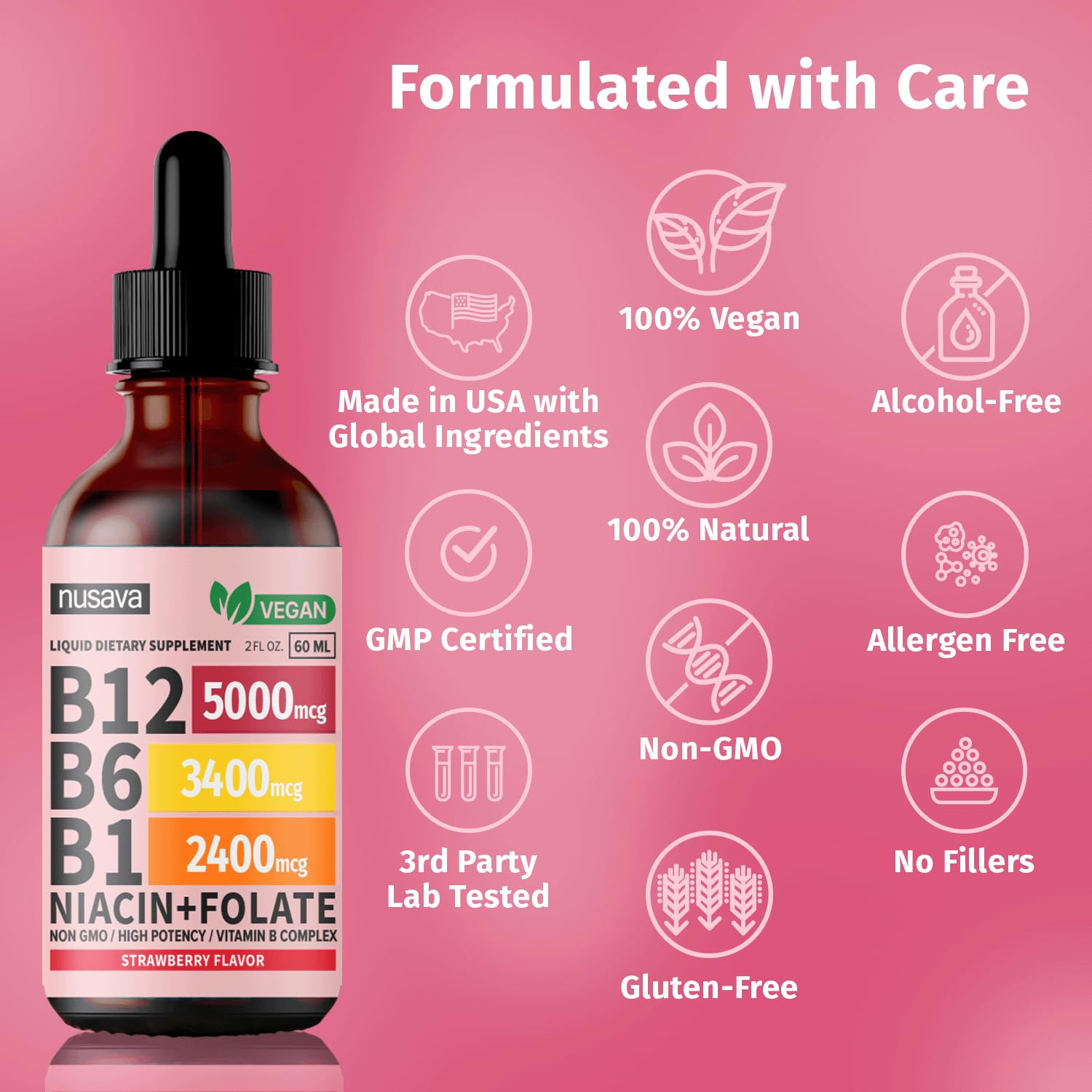 Foto 6 pulgar | (paquete De 2) Gotas Líquidas De Vitamina B12 Y B6 Nusava 5000 Mcg 80 Ml - Venta Internacional.