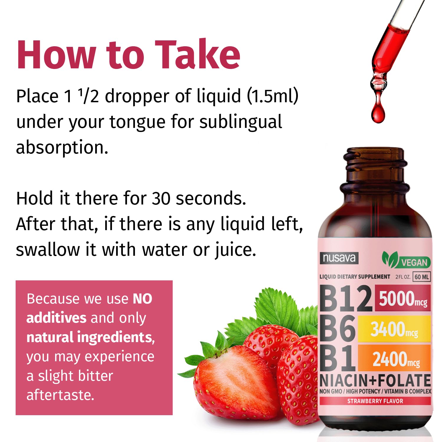 Foto 7 pulgar | (paquete De 2) Gotas Líquidas De Vitamina B12 Y B6 Nusava 5000 Mcg 80 Ml - Venta Internacional.