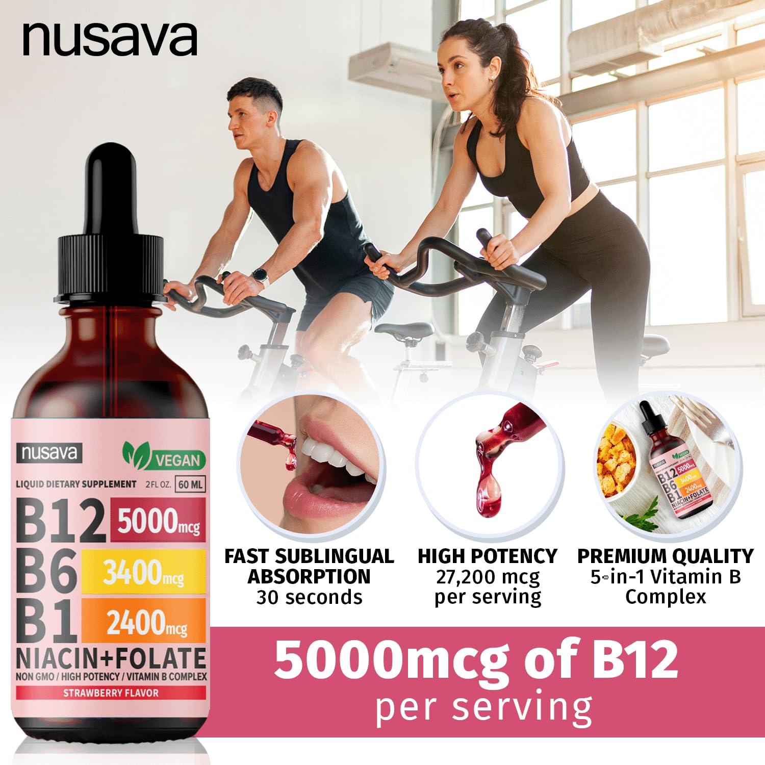 Foto 8 pulgar | (paquete De 2) Gotas Líquidas De Vitamina B12 Y B6 Nusava 5000 Mcg 80 Ml - Venta Internacional.