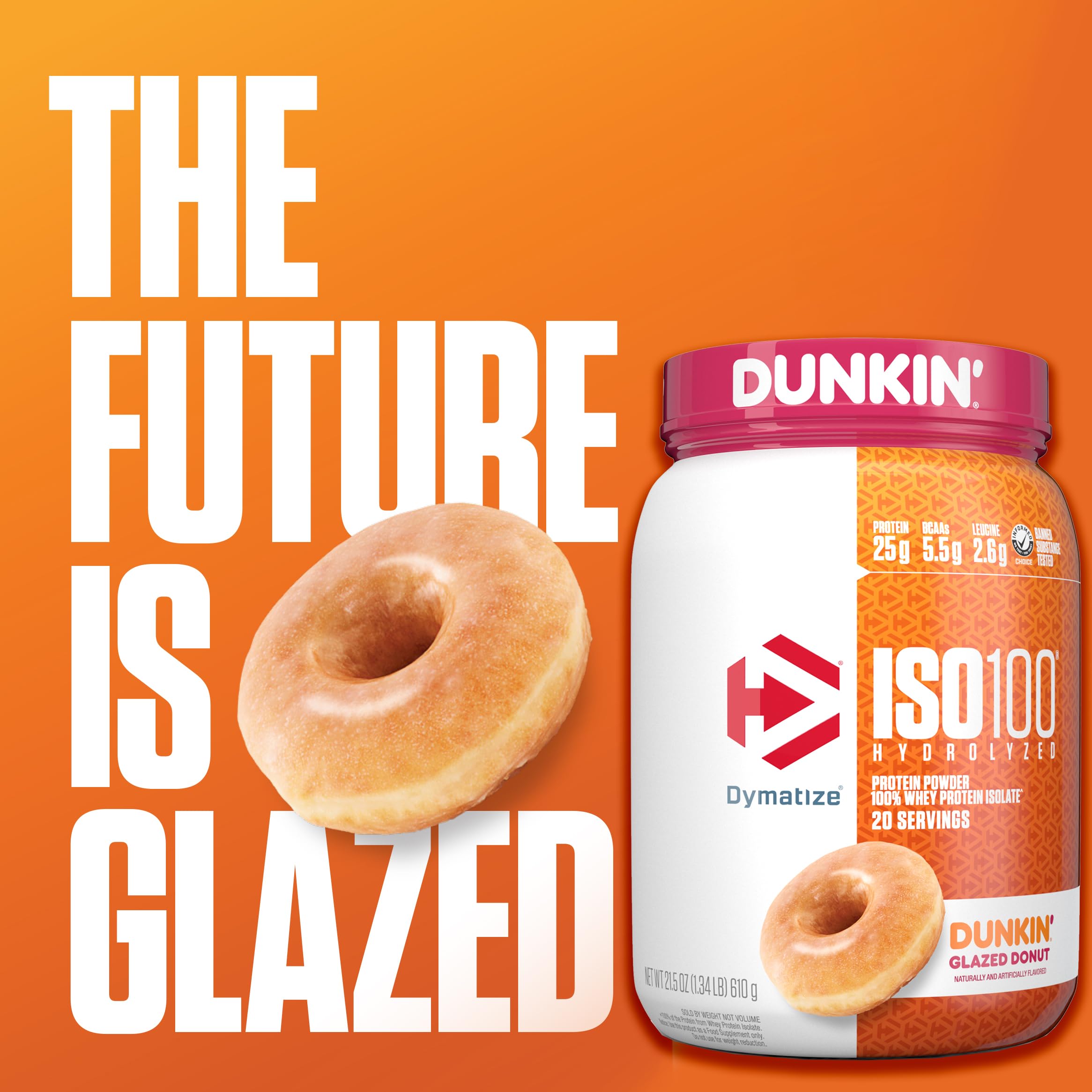 Foto 3 pulgar | Proteína De Suero En Polvo Dymatize X Dunkin' Glazed Donut Iso100 - Venta Internacional.