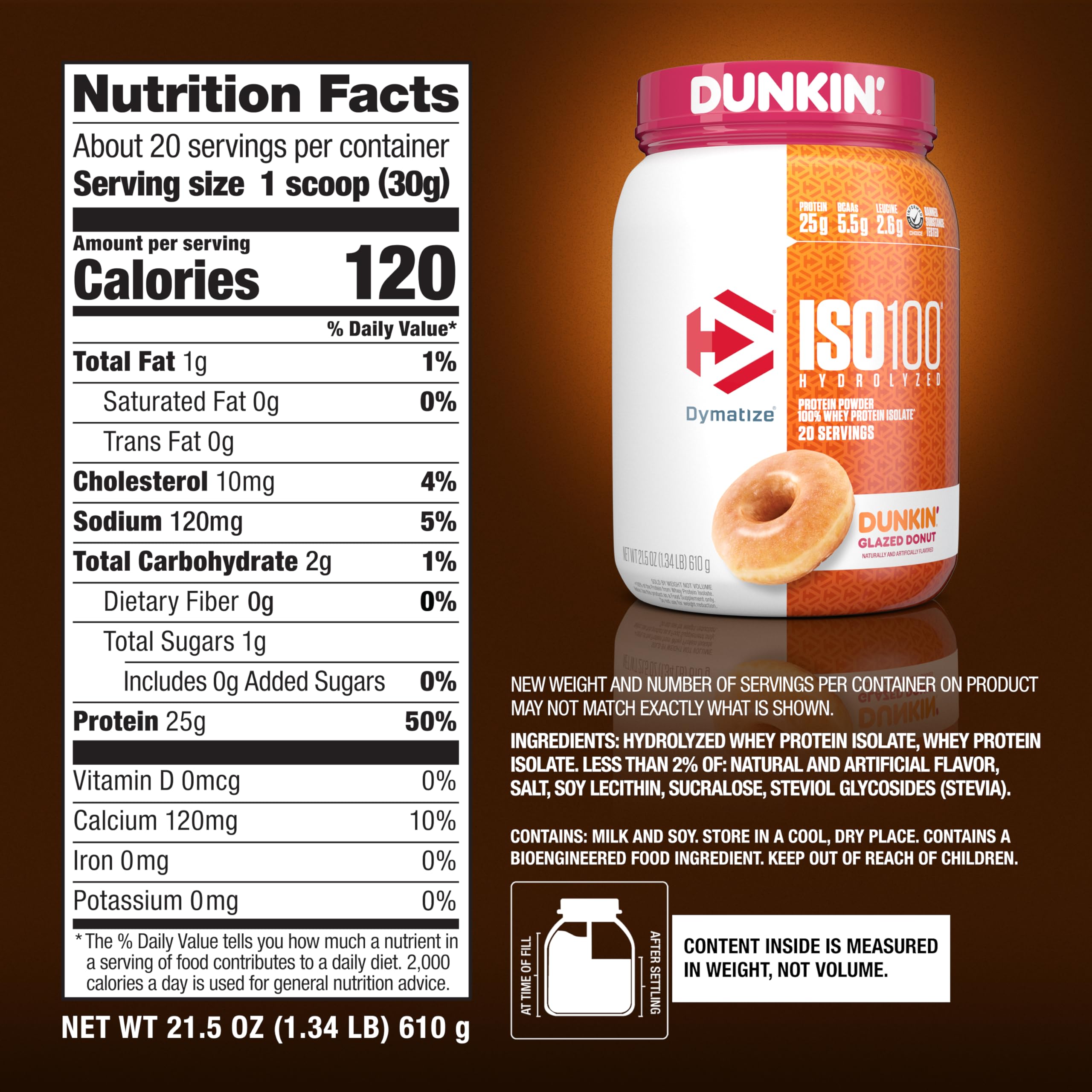 Foto 6 pulgar | Proteína De Suero En Polvo Dymatize X Dunkin' Glazed Donut Iso100 - Venta Internacional.