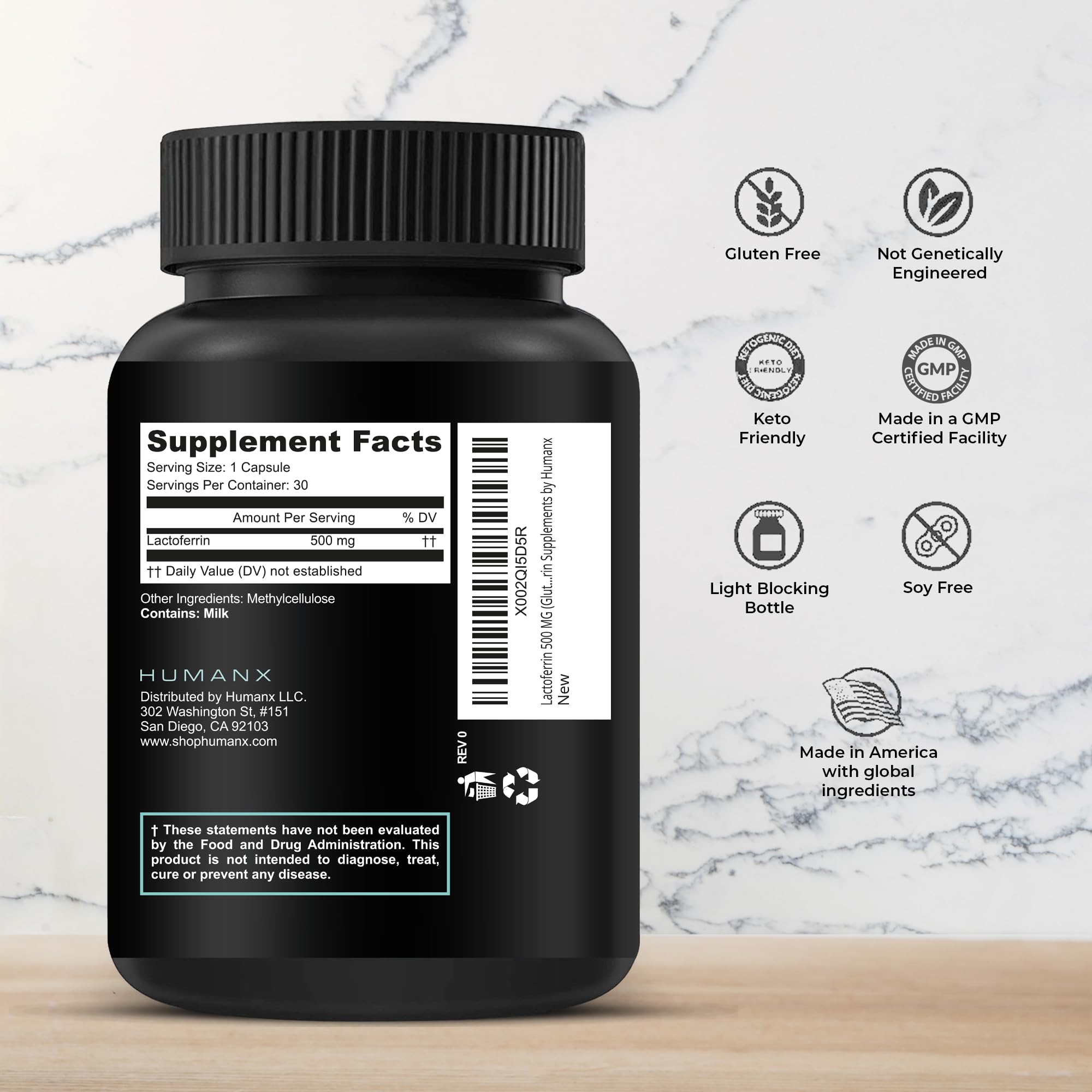 Foto 3 pulgar | El Suplemento De 500 Mg De Lactoferrina Humanx Apoya Una Inmunidad Saludable - Venta Internacional.