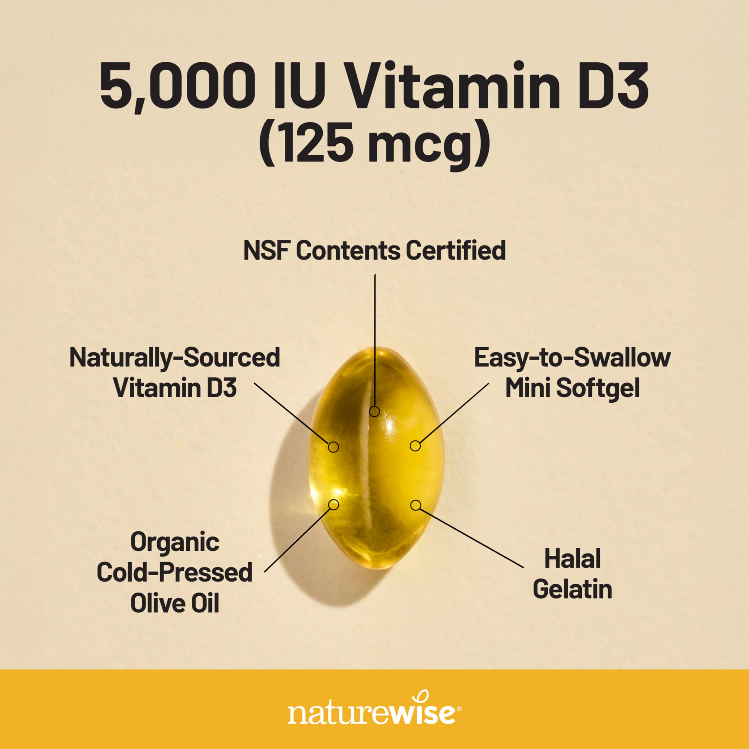 Foto 5 pulgar | Suministro De Vitamina D3 Naturewise De 5000 Ui (125 Mcg) Para 200 Días  200 Unidades - Venta Internacional.