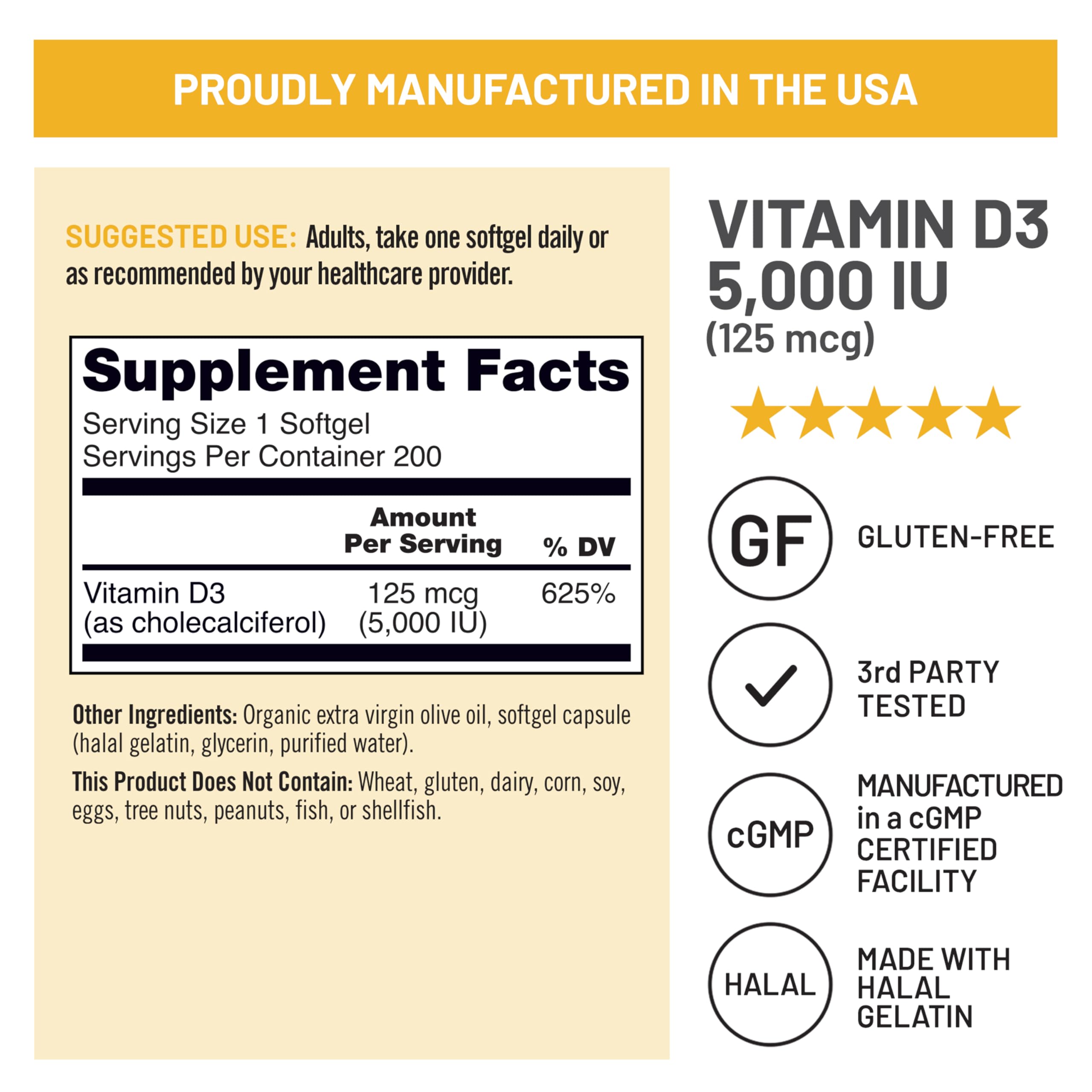 Foto 7 pulgar | Suministro De Vitamina D3 Naturewise De 5000 Ui (125 Mcg) Para 200 Días  200 Unidades - Venta Internacional.