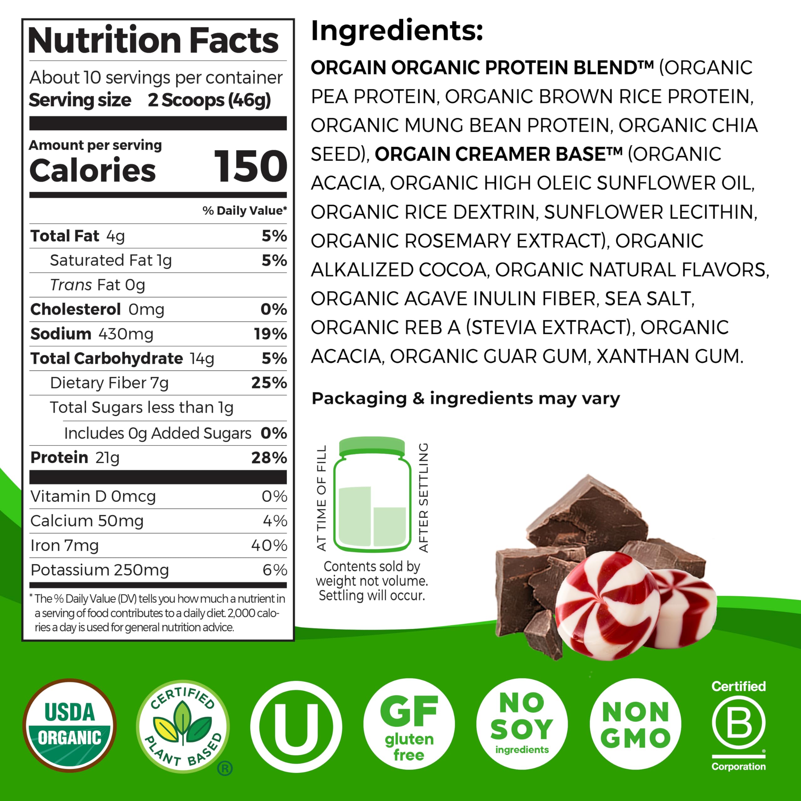 Foto 3 pulgar | Proteína En Polvo Orgain Orgain  Orgánica  Vegana  Menta  Chocolate Caliente  464 G - Venta Internacional.