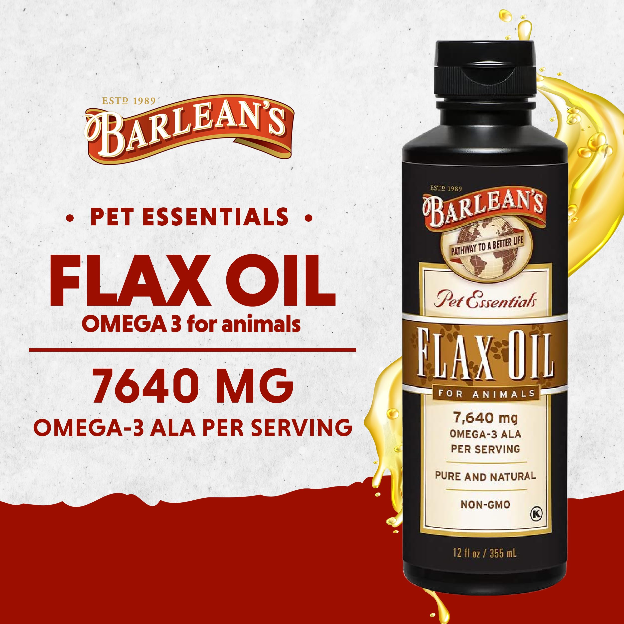 Foto 2 | Suplemento De Aceite De Linaza Para Animales De Barlean's Omega 3 355 Ml - Venta Internacional.