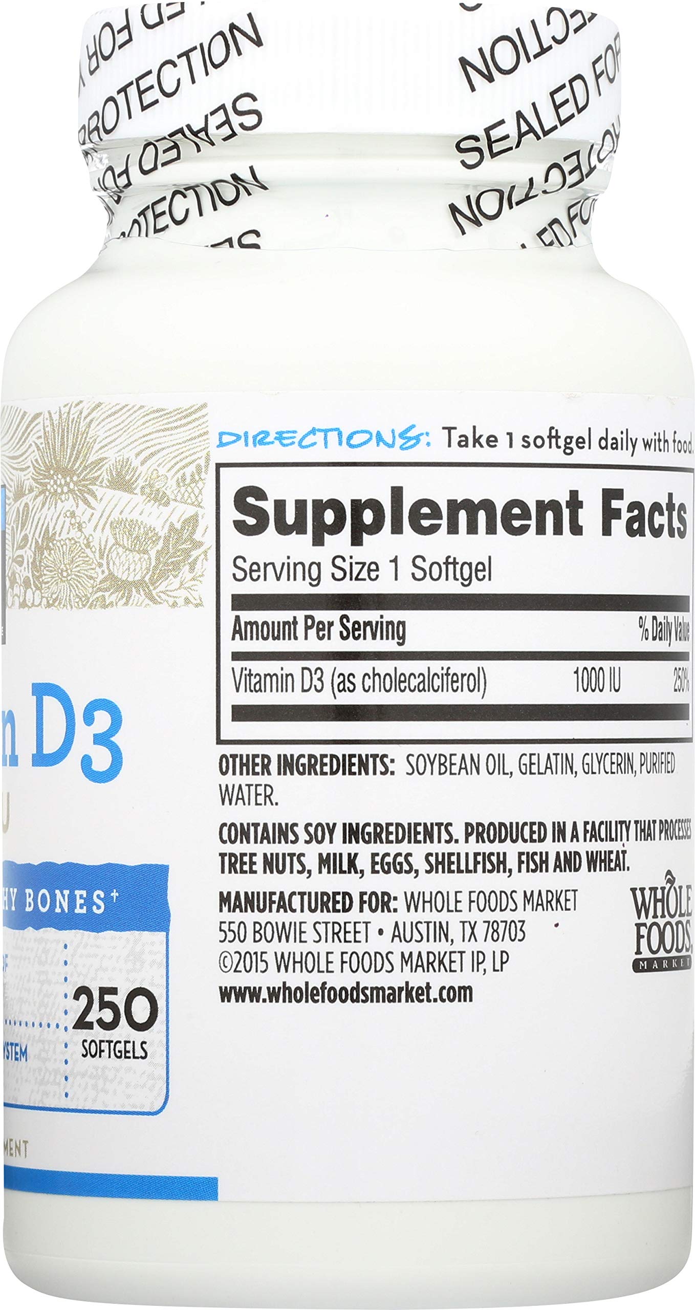 Foto 4 pulgar | Suplemento 365 De Whole Foods Market Con Vitamina D3  1000 Ui  250 Unidades - Venta Internacional.