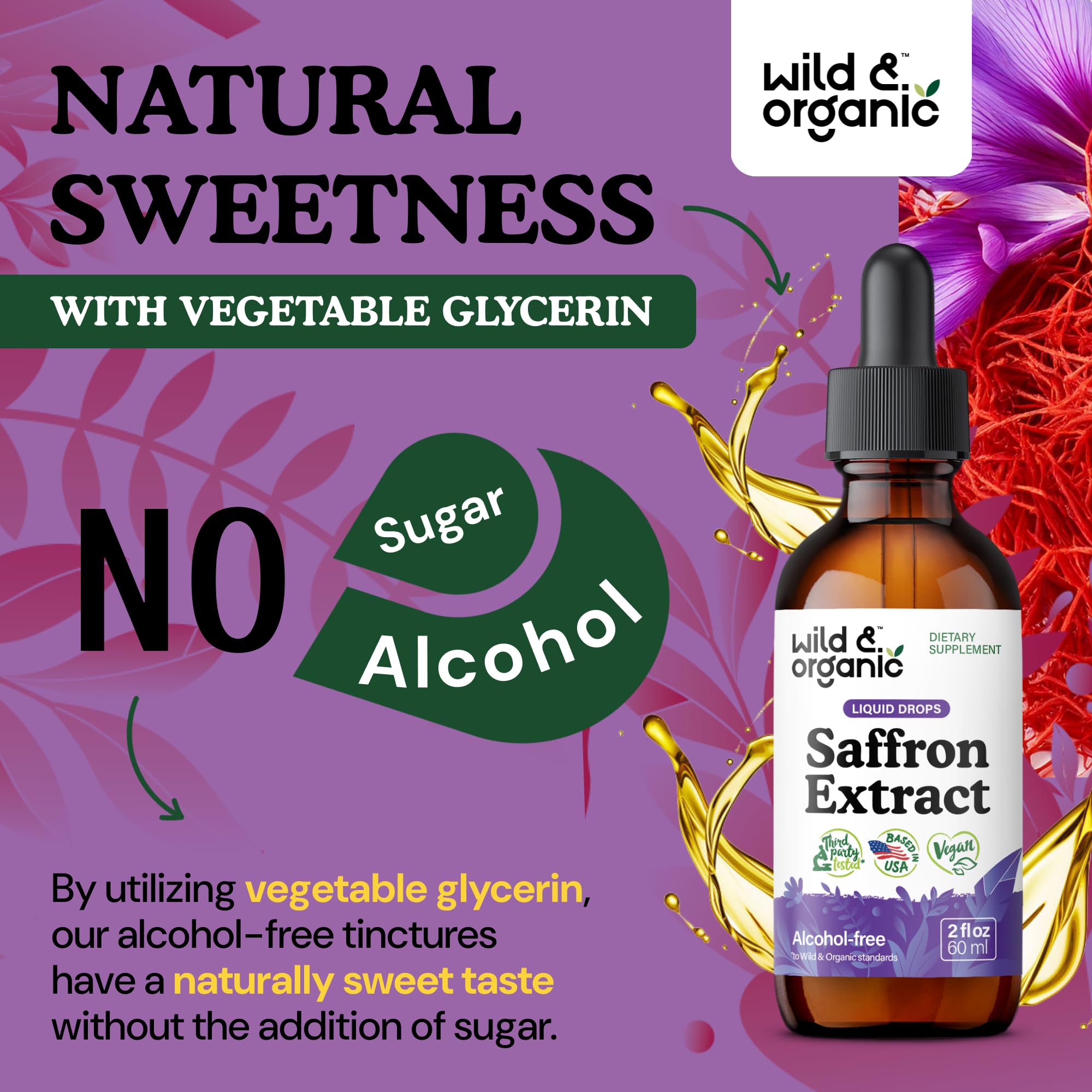 Foto 7 pulgar | Suplemento De Azafrán Wild & Organic Drops 88 5 Mg 60 Ml - Venta Internacional.