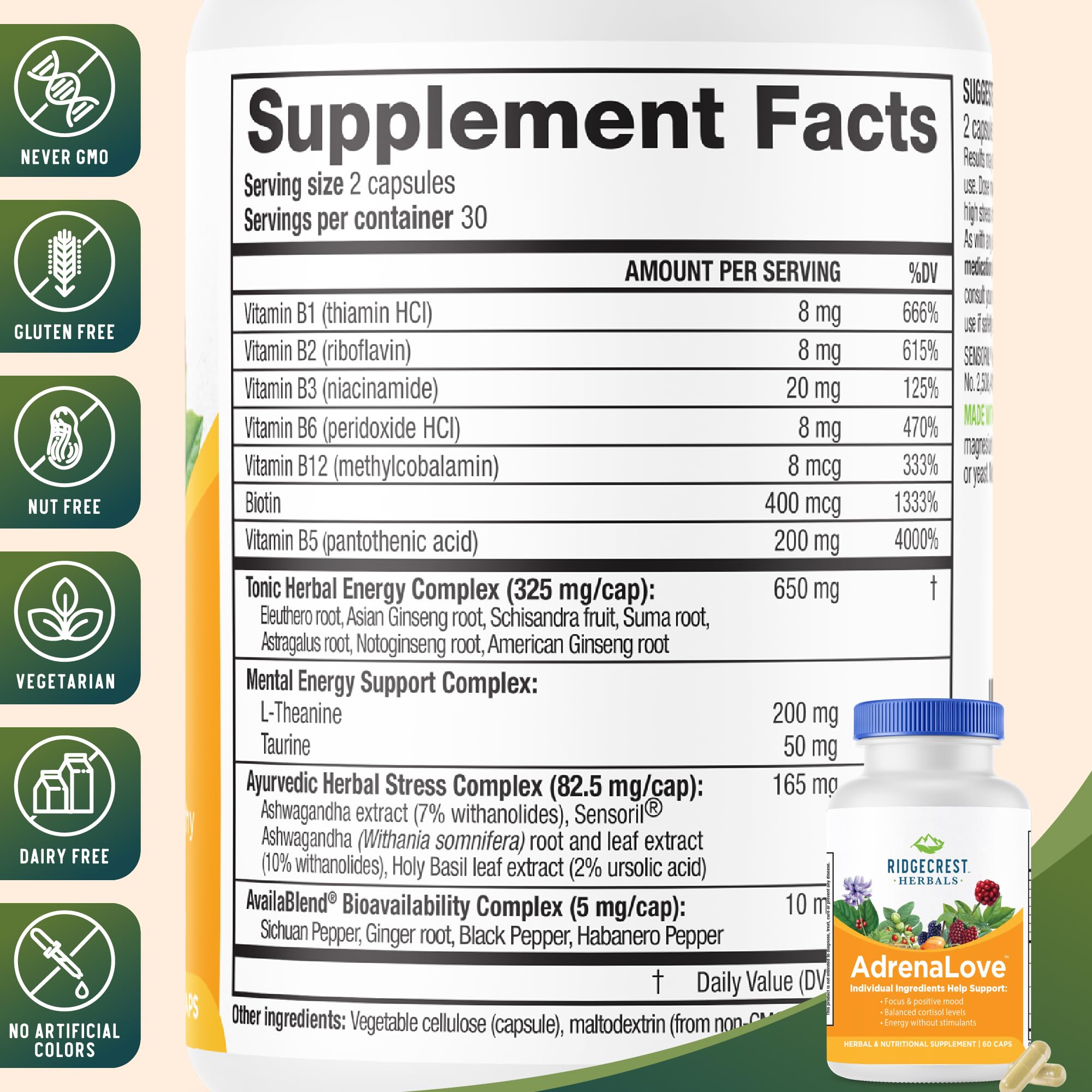 Foto 4 pulgar | Suplemento Alimenticio Ridgecrest Herbals AdrenaLove 60 Cápsulas -  Venta Internacional