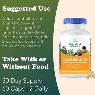 Foto 4 | Suplemento Alimenticio Ridgecrest Herbals AdrenaLove 60 Cápsulas - Venta Internacional