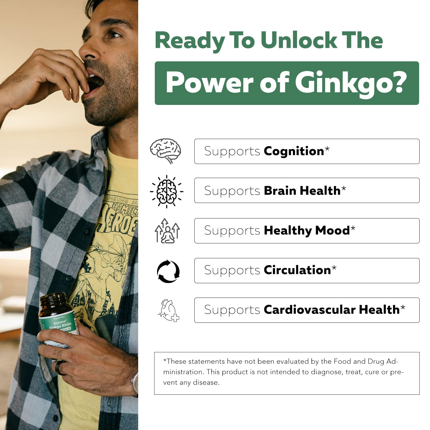 Foto 6 pulgar | Suplemento Triquetra Health Soactive Ginkgo Biloba 60 Cápsulas - Venta Internacional.