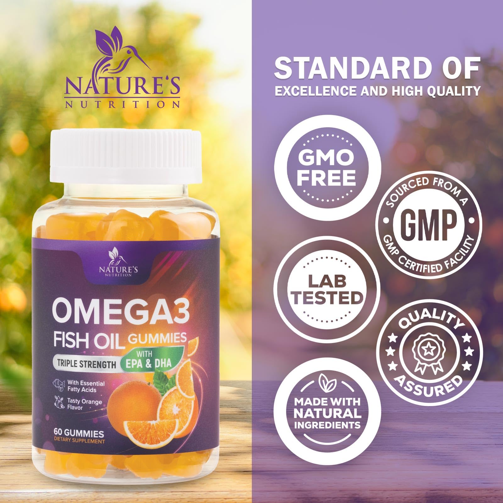 Foto 5 pulgar | Aceite De Pescado Omega-3 Gummies Nature's Nutrition  60 Unidades - Venta Internacional.