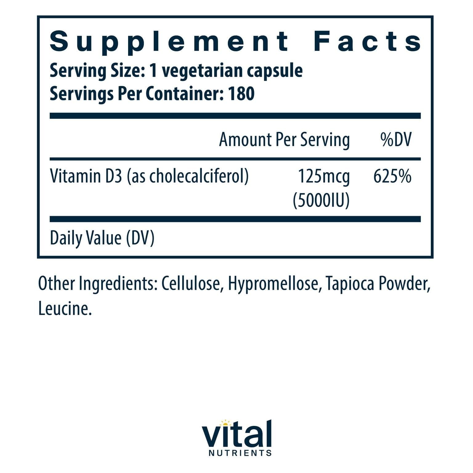 Foto 3 pulgar | Suplemento Alimenticio Vital Nutrients Vitamina D 180 Cápsulas - Venta Internacional