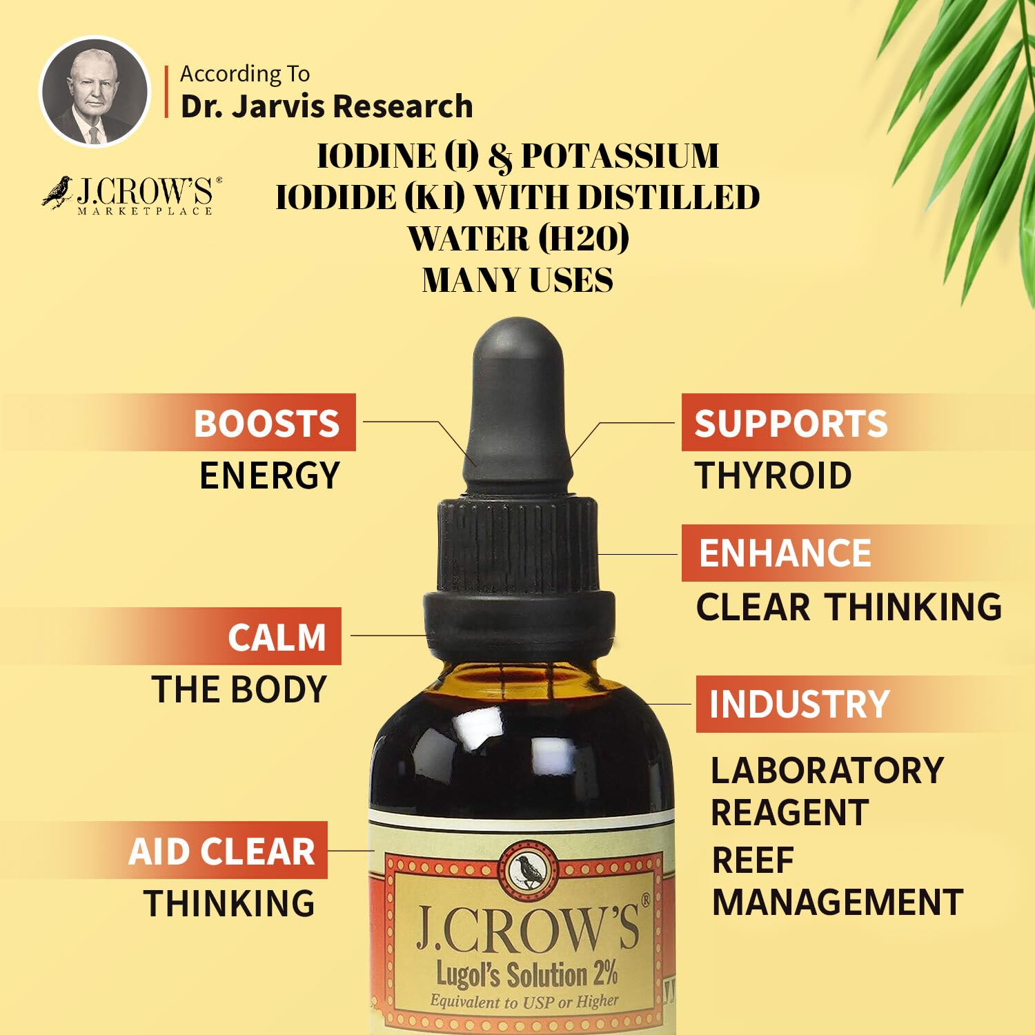 Foto 3 | Solución De Yodo J.crow's Lugol's 2% 60 Ml (2 Botellas) De Potasio - Venta Internacional.