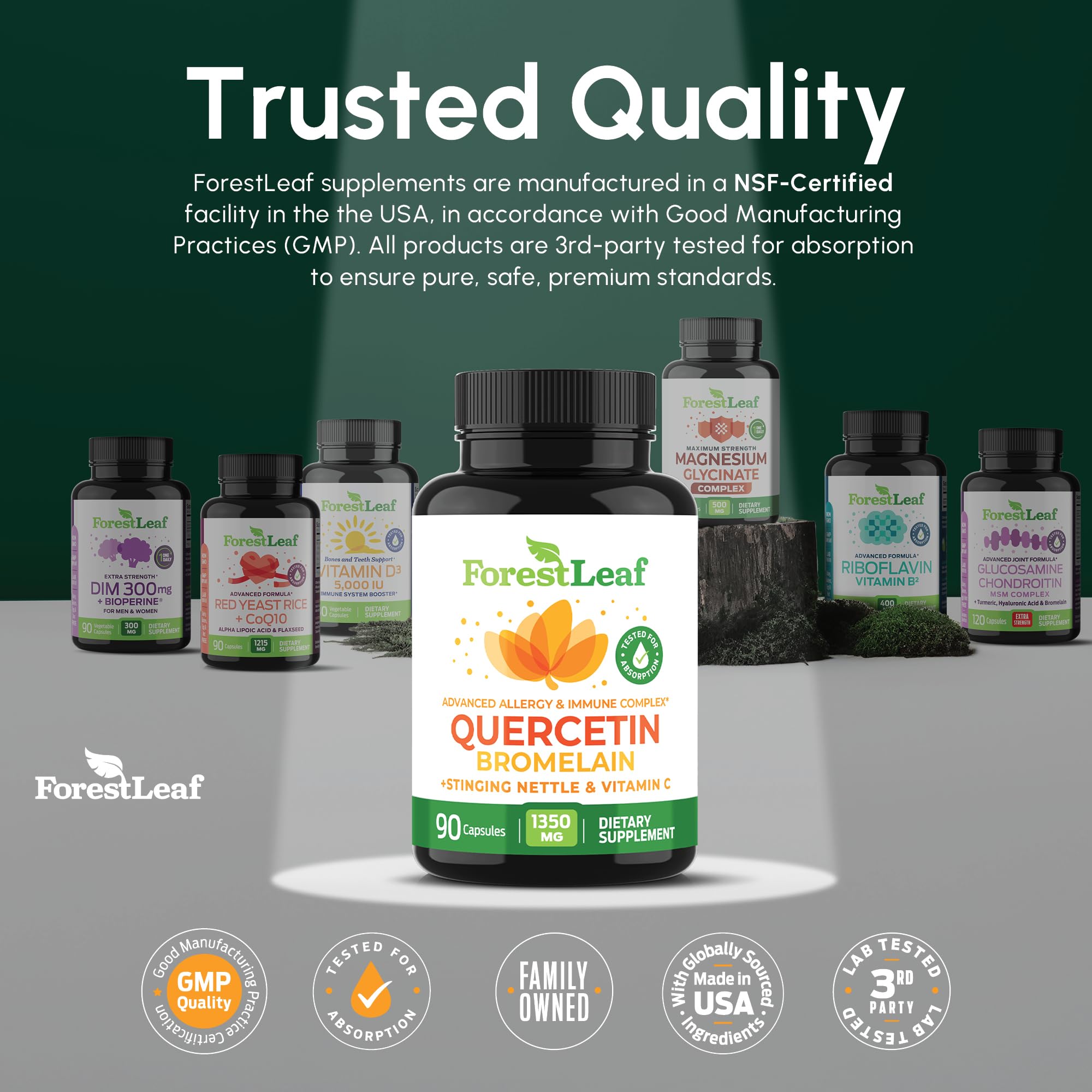 Foto 8 pulgar | Suplemento De Quercetina Forestleaf 500 Mg Con Bromelina 180 Cápsulas - Venta Internacional.