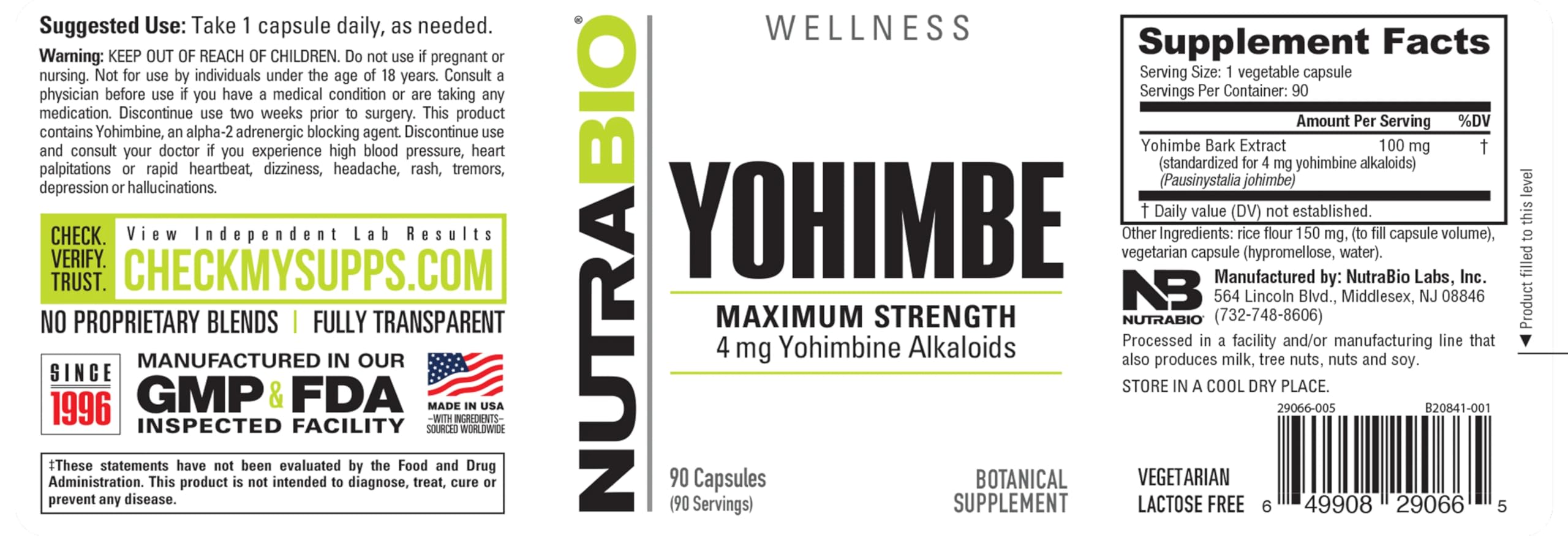 Foto 3 | Yoshimbe Nutrabio 90 Cápsulas-Venta Internacional