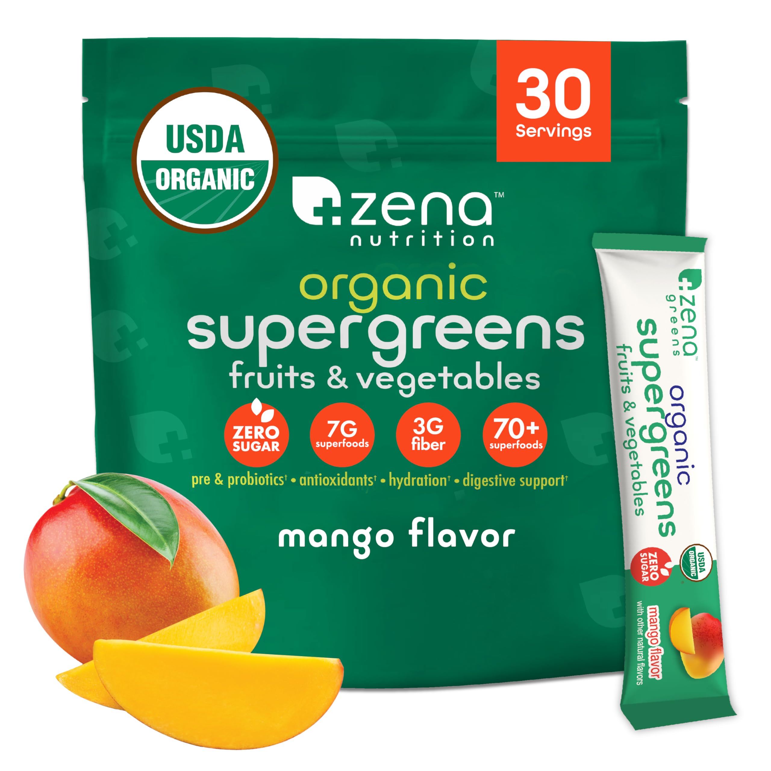 Foto 2 pulgar | Supergreens Powder Zena Nutrition Organic  Más De 70 Superalimentos - Venta Internacional.