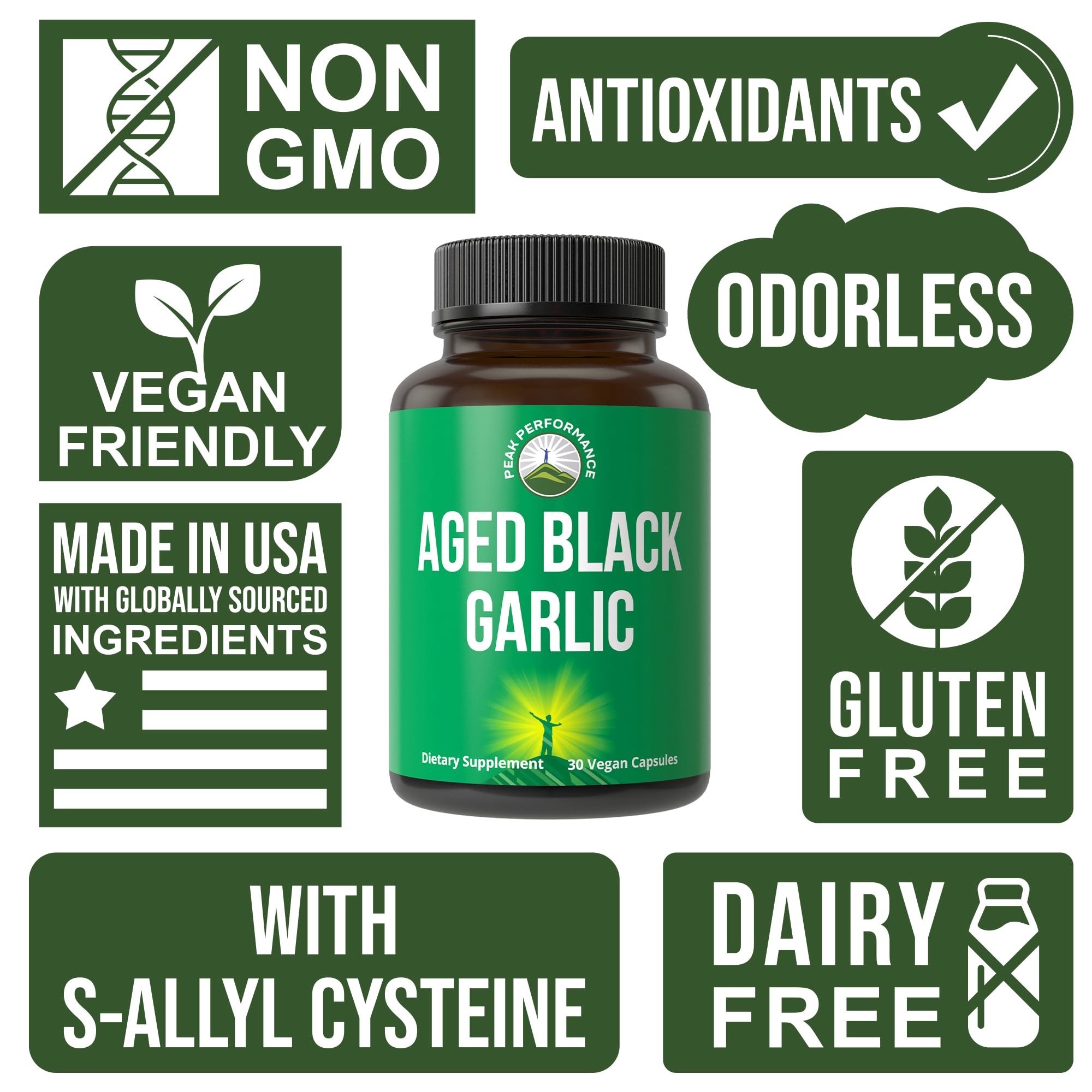 Foto 3 | Cápsulas De Ajo Negro Envejecido Supplement Peak Performance - Venta Internacional.