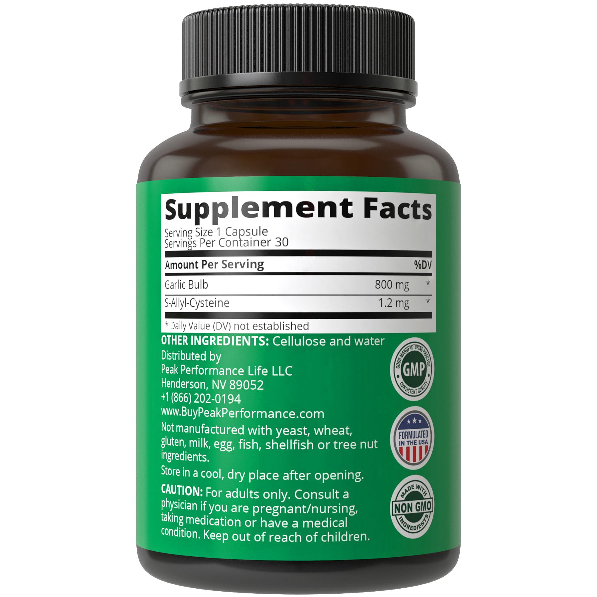Foto 7 pulgar | Cápsulas De Ajo Negro Envejecido Supplement Peak Performance - Venta Internacional.