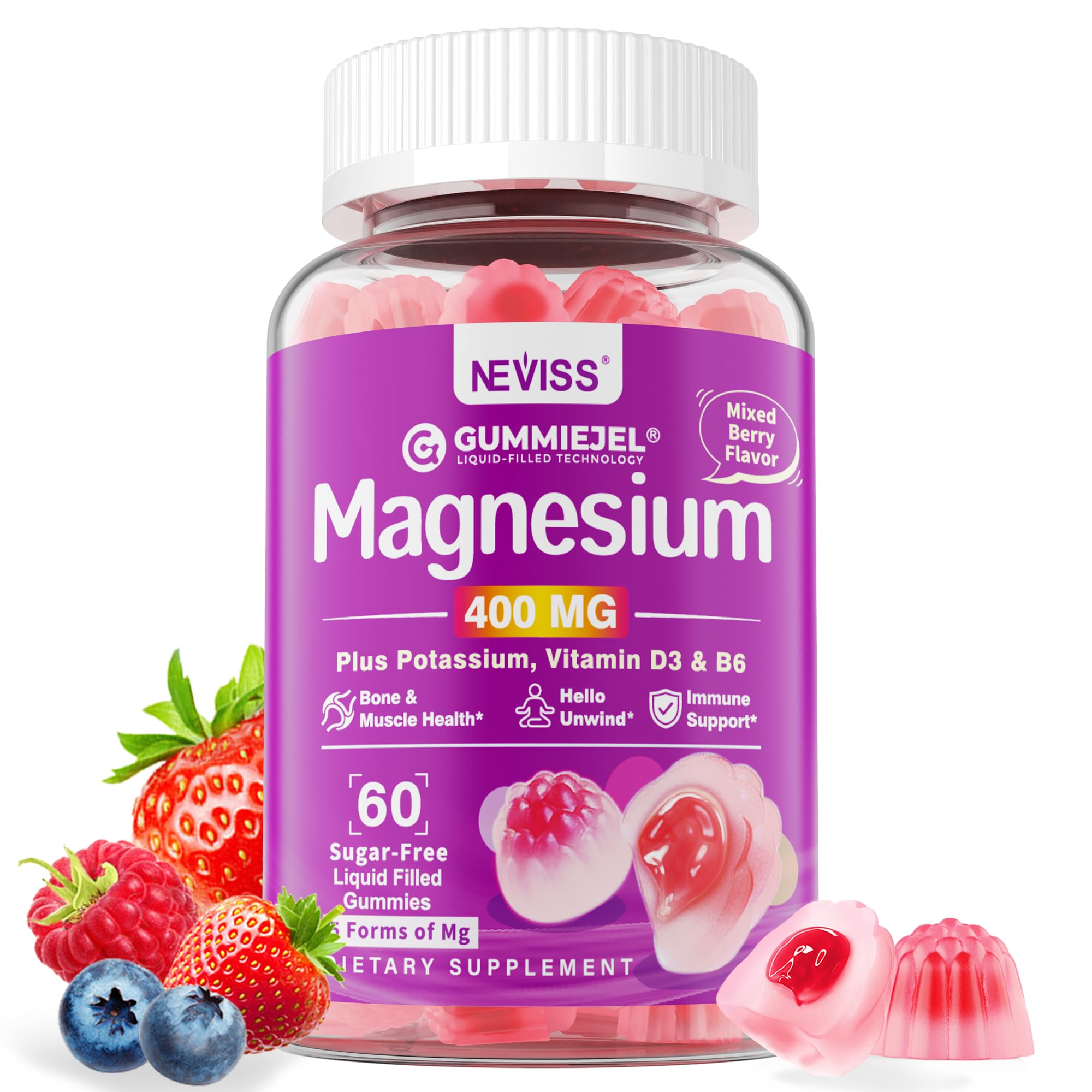 Foto 2 pulgar | Gomitas De Magnesio Neviss Sin Azúcar 400 Mg Con Ashwagandha 60 Unidades - Venta Internacional.